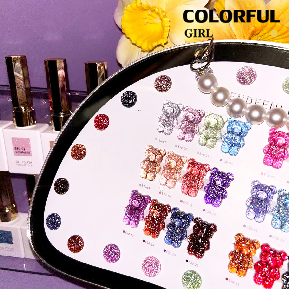 【พร้อมส่ง】✨สีเจลแฟลช VENDEENI VDN-E30 สีเจลเพชร 24 สี✨ เงางามระยิบระยับเหมือนเพชร 💎 เม็ดสีแน่น ชัดเจน ติดทนนาน (ทามาให้แล้ว พร้อมใช้งานทันทีค่ะ 💅)