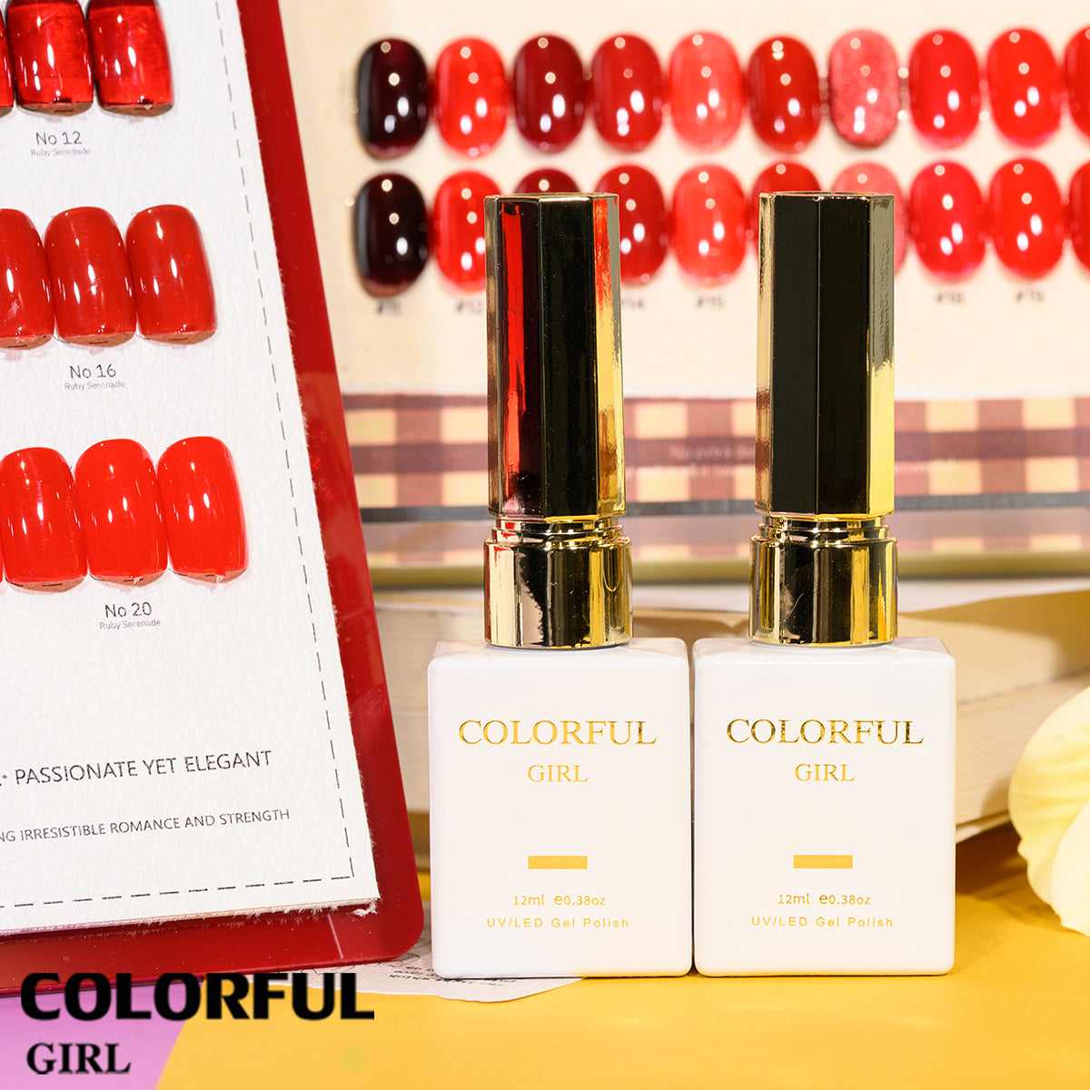 "Colorful Girl โทนสีแดง ✨ 20 สีครบเซ็ต｜รวมหลายเนื้อเจล (สีพื้น/ไซรัป/แฟลช/แคทอาย) ลุคหรูหรา เปล่งประกายดุจดอกกุหลาบ 🌹 (แถมชาร์ทสี พร้อมใช้งาน)"