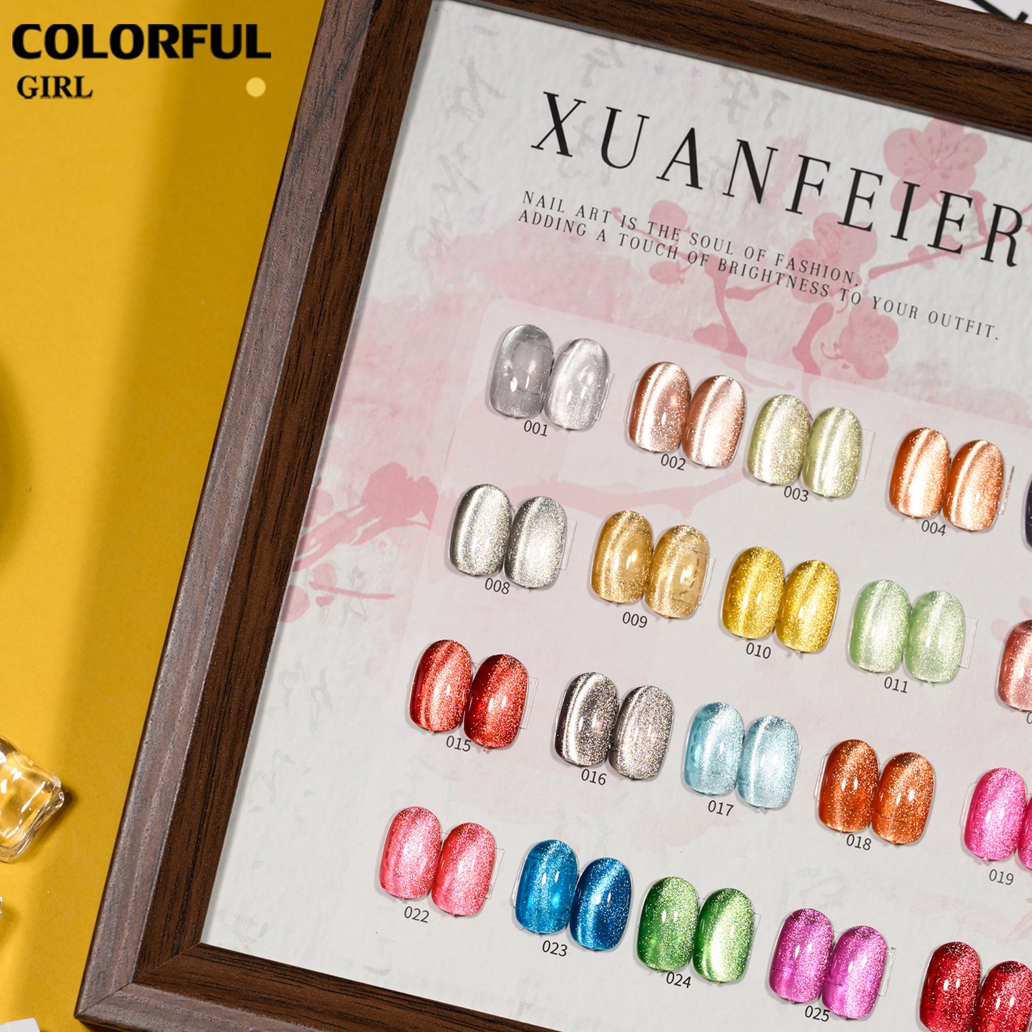XUANFEIER สีแคทอาย 28 สีสเปกตรัมดาวเพลิง | ฟรีชาร์ทสี
