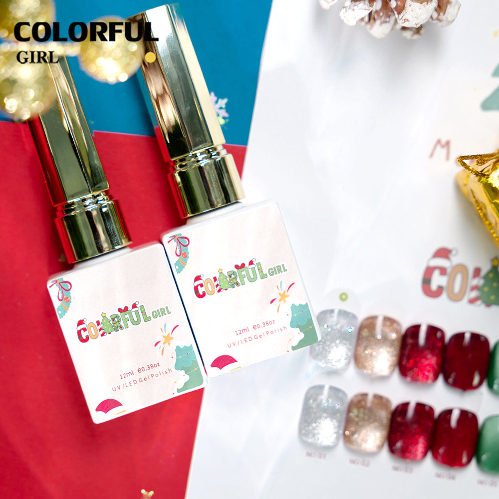【พร้อมส่ง】🎄Colorful Girl เซ็ตเจลคริสต์มาส 9 สี✨ สีเจลกากเพชรวิ้งแน่น เจลแฟลช เจลแคทอาย เจลกลิตเตอร์ เนื้อซาติน สีสวยหรูหรา เหมาะสำหรับเทศกาลคริสต์มาส 💅 แถมฟรีชาร์ตสี