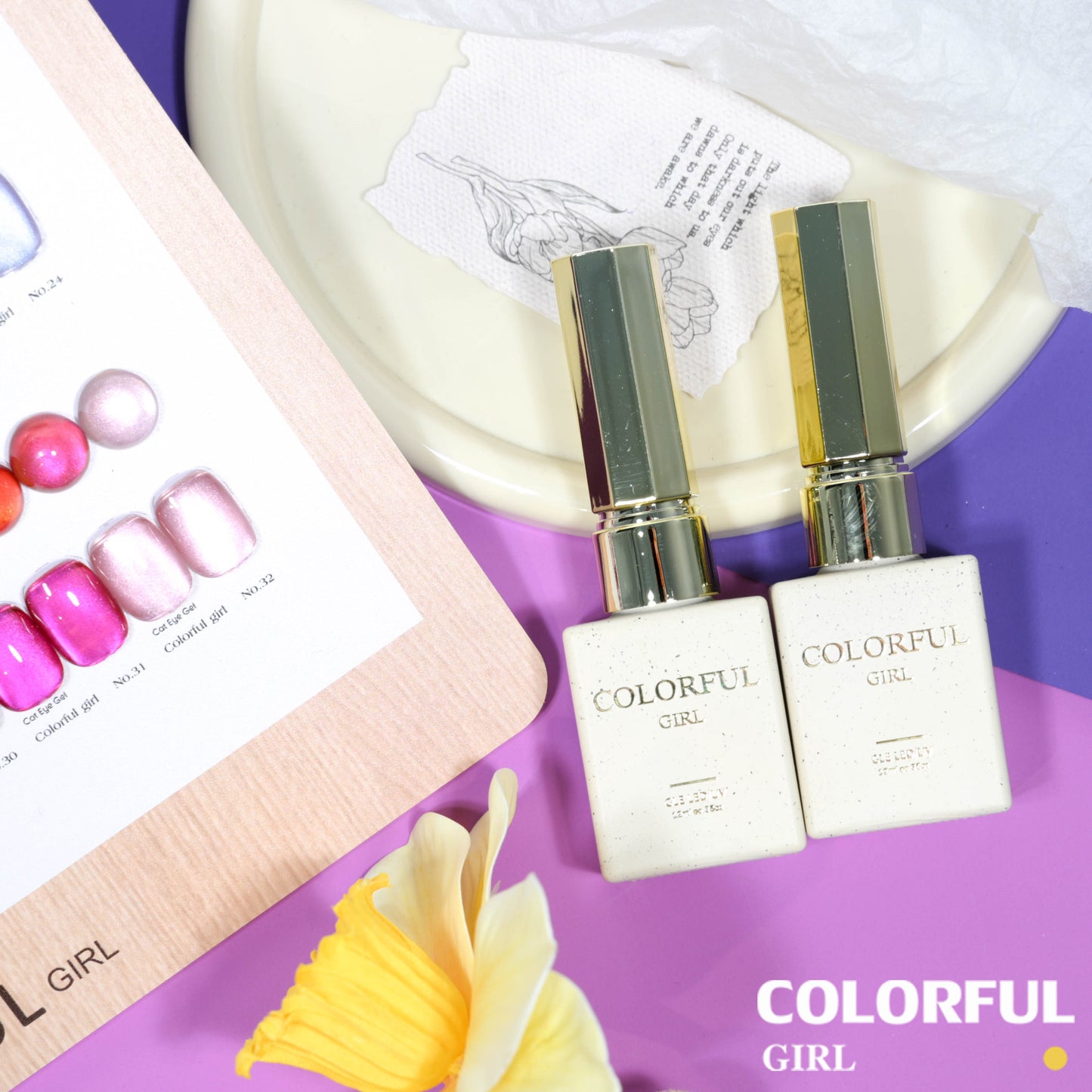 COLORFUL GIRL สีเจลแคทอายเนื้อซาติน + สีเจลแคทอาย 32 สี ✨ ฟีลน้ำใสวิ้งวาวแบบลูกแก้ว｜เล่นแสงเหมือนดาว｜โทนสีหรูดูแพง (ทามาให้แล้ว พร้อมใช้งาน) 💅