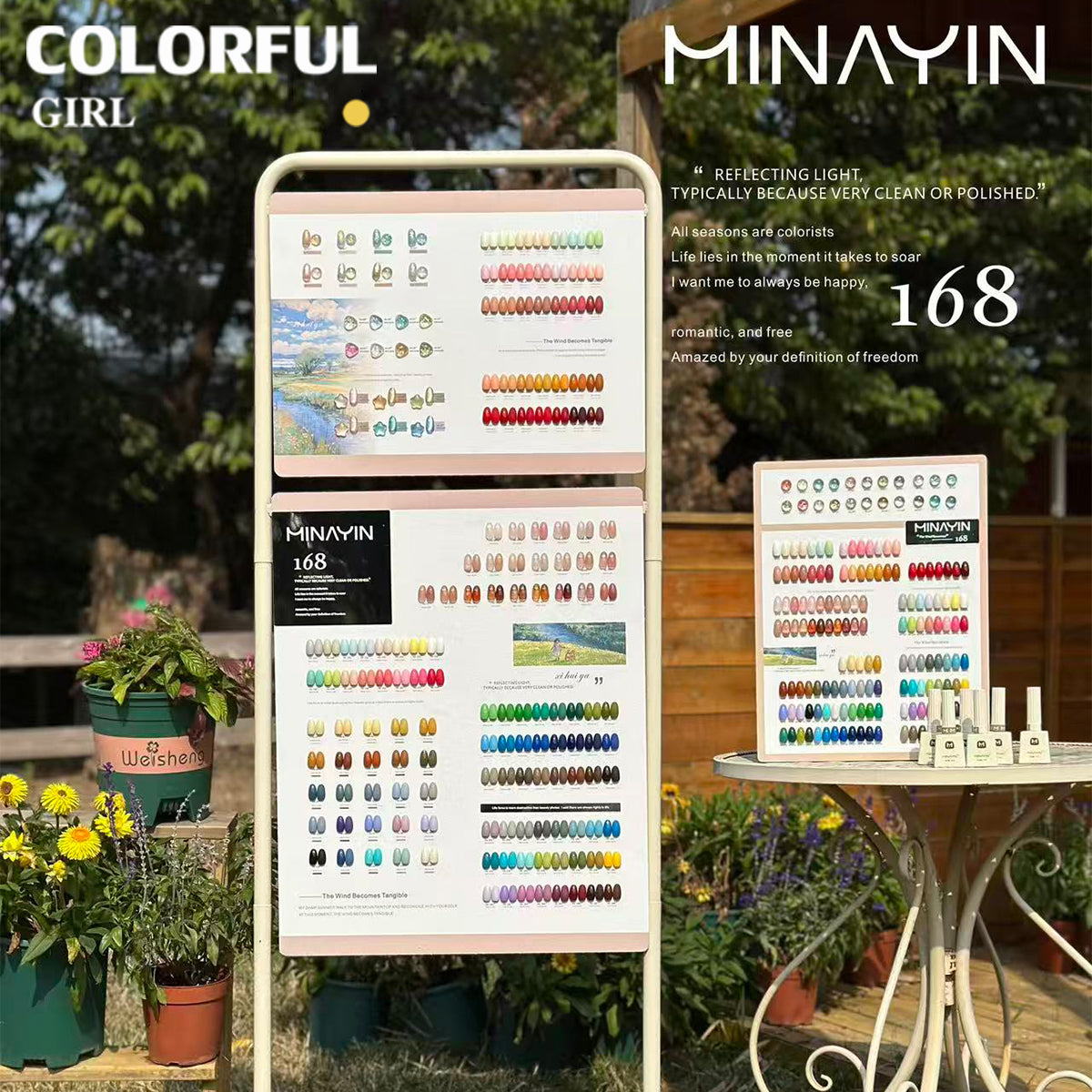 MINGYIN ชุดเปิดร้านสีเจลทำเล็บ 168 สี พร้อมขาตั้ง การ์ดสีใหญ่-เล็ก แถมเบสและท็อปเงา 💅✨