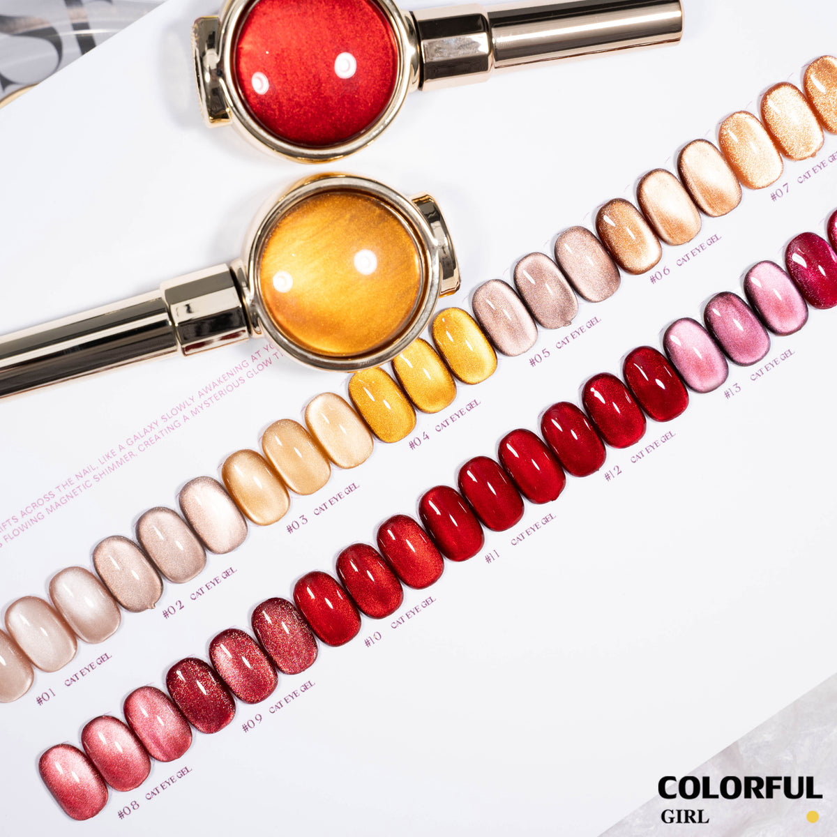 【พร้อมส่ง】โทนสีแดง/โทนสีน้ำตาล แบบแยกขวด Milan Cat Eye สีเจลแคทอาย โทนสีลูกแก้ว เจลทาเล็บ UV/LED 14 สี แยกขวด รหัสสี 01-14 ใช้ร่วมกับแม่เหล็ก "Milan Cat Eye Gel เจลแคทอาย 14 สี｜แบบแยกขวด