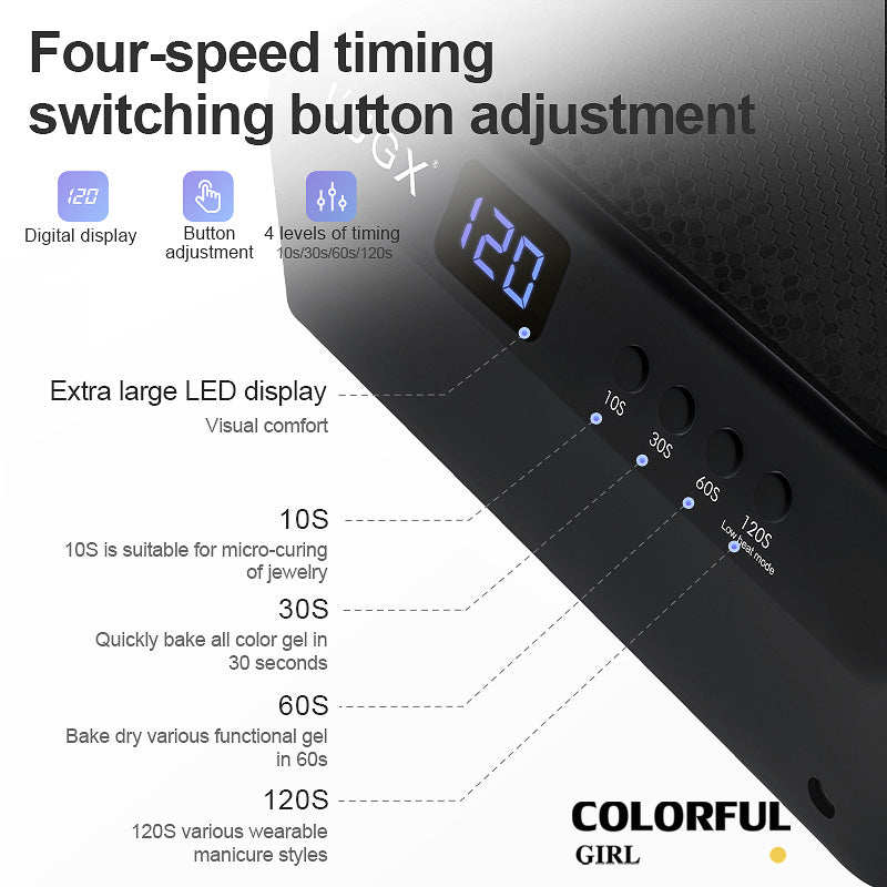 L'UGX  เครื่องอบเล็บเจล 72 วัตต์ รุ่นLG-205 รุ่น มีเบาะรองมือในตัว  (ถอดถาดได้)