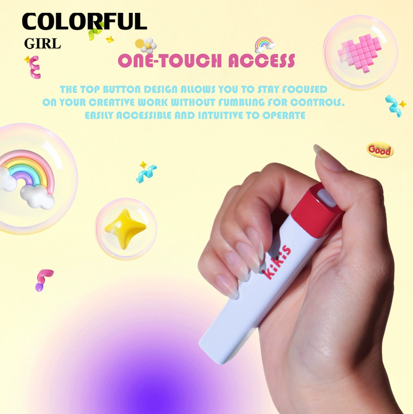 【พร้อมส่ง】500mAh ทุกสีไฟฉายอบเล็บ kikis แยกขาย ขาตั้ง / ไฟฉายอบเล็บ สี แบบพกพา 3w. ล็อกอะไหล่ ชาร์จไฟได้ สามารถใช้สำหรับอบเจลล็อคสี