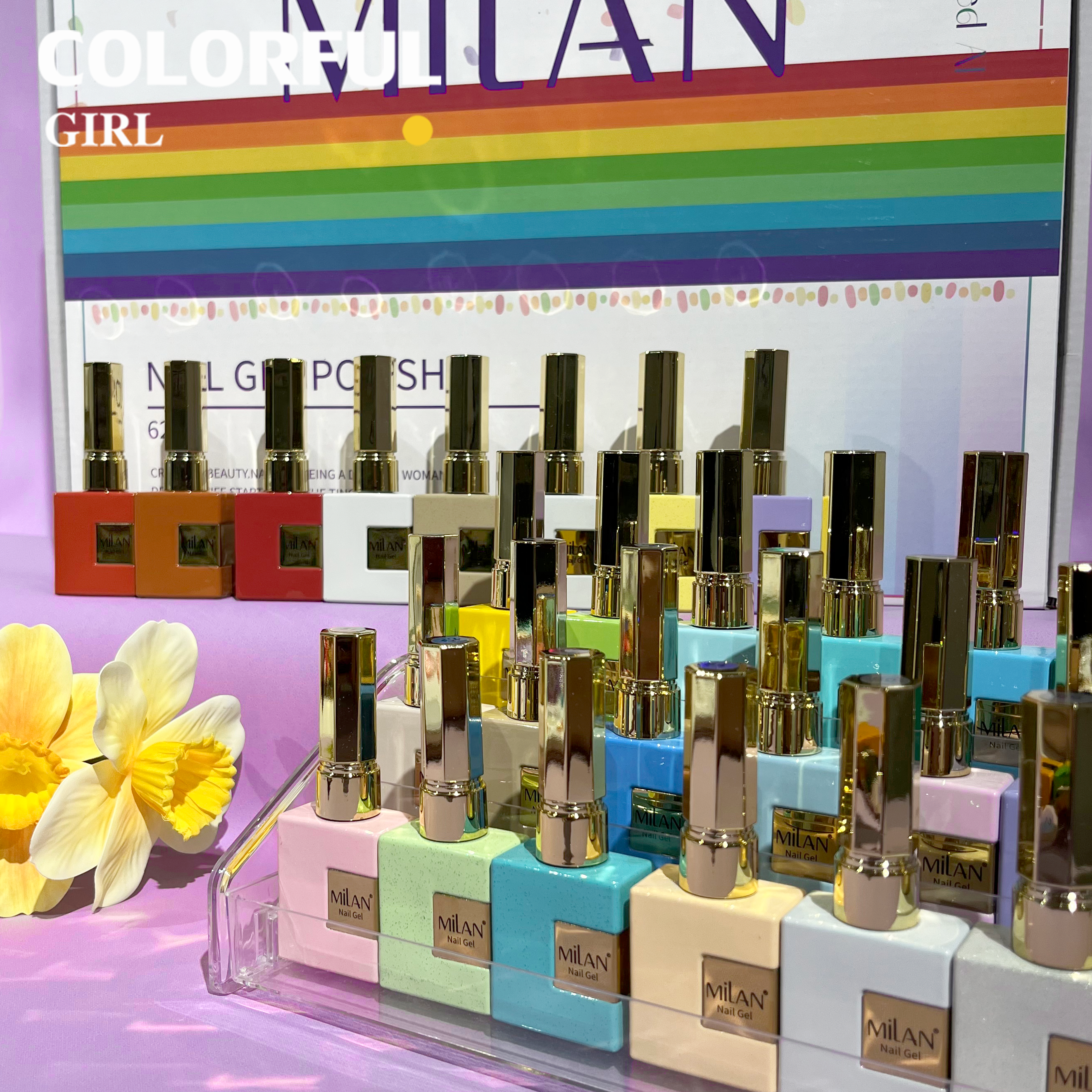 Milan 60 สี สีเจลกลิซเตอร์+ สีเจลสีพื้น+ สีเจลไซรัป แถมท็อปและเบส พร้อมชาร์ทสีฟรี