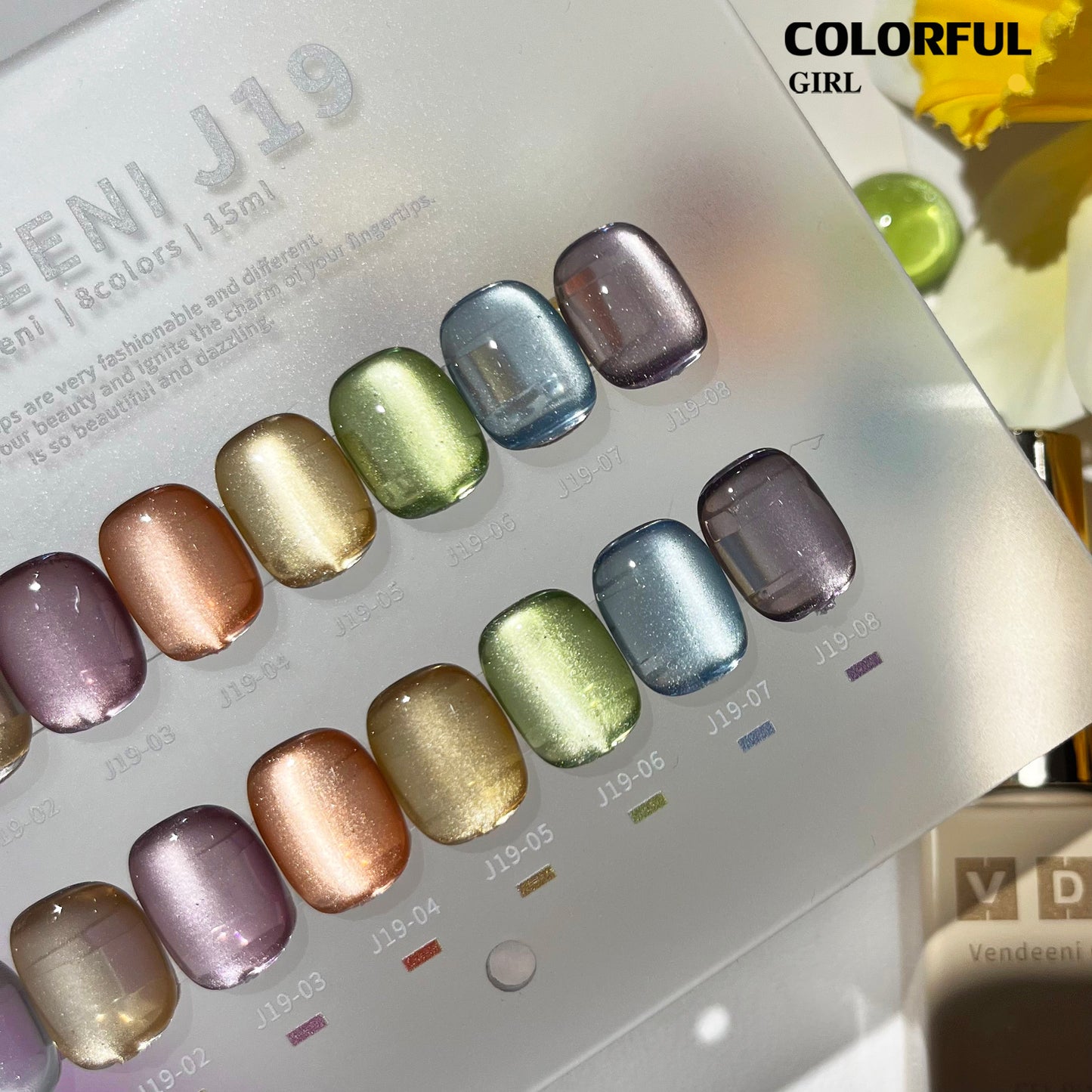 พร้อมส่งในไทยสีเจลแคทอายเนื้อซาติน  สีเจลทาเล็บแคทอาย《 VENDEENI VDN-J19》8สี  สีลูกแก้วแคทอาย สีลูกแก้ว ส่งไว! แถม ชาร์ทสี✨