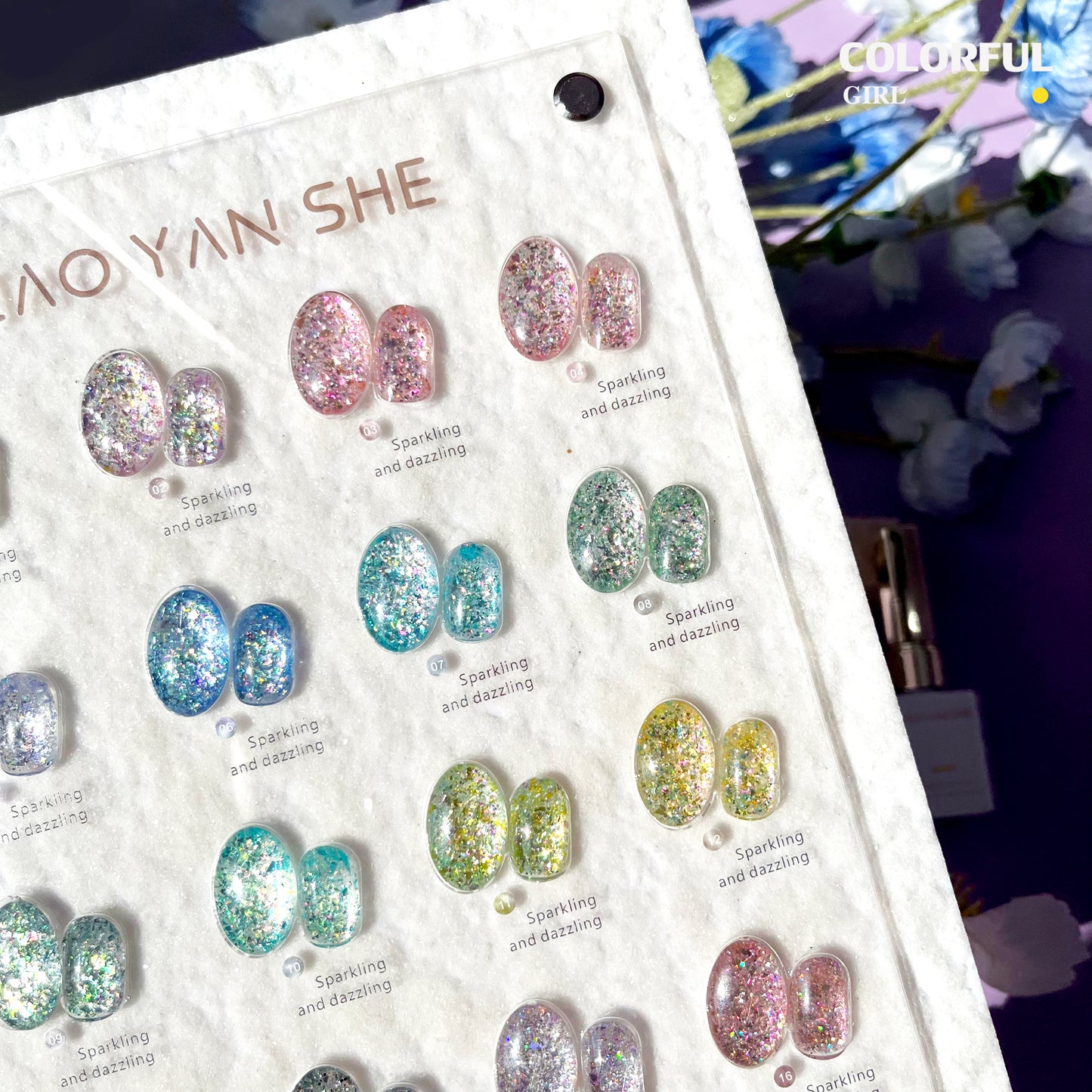 💕สีเจลกลิตเตอร์แฟลช Jiao Yan Sheสีกลิตเตอร์ สีเจล เล็บเจล  Starry Flash Light 16 Colors ปริมาณ 12ml. 💅🏻สีเจลโทนนิยม สีเจลโทนละมุน สี