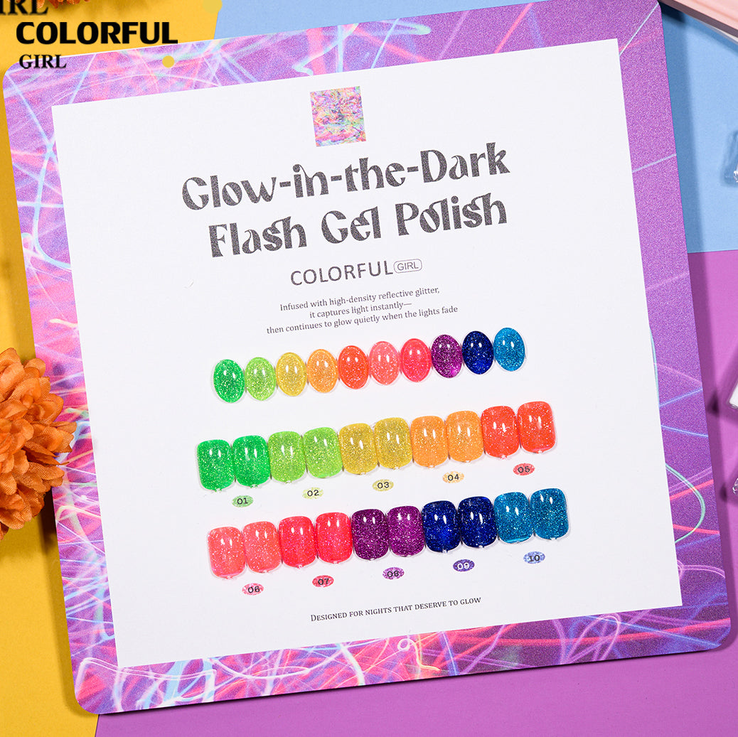COLORFUL GIRL Top Coat เรืองแสง｜1 ขวดใช้ได้กับทุกสี｜ ขนาด 12 มล. / ลูกแก้ว / แฟลช
