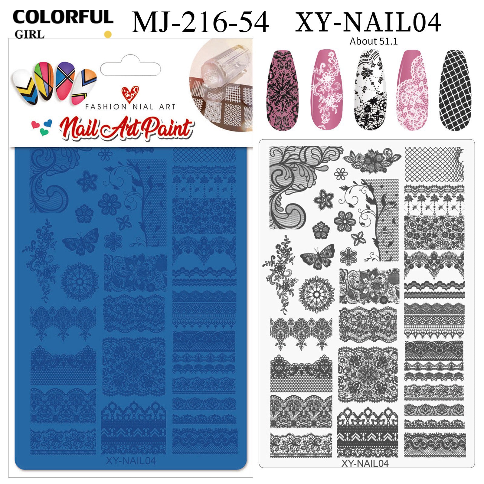 Stamping plate แผ่นปั้มลาย เพ้นท์ลาย ลายฉลุพิมพ์เล็บ  ( มีหลายลายให้เลือก )