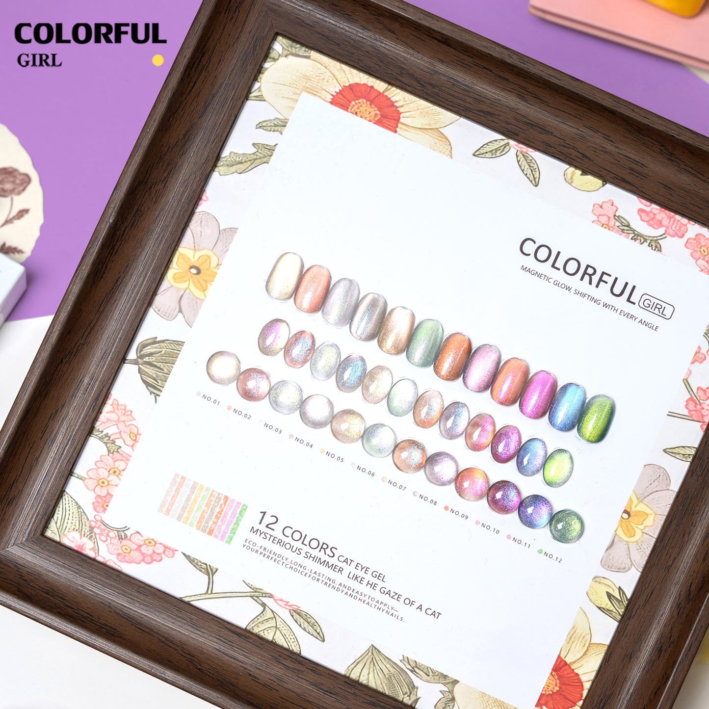Colorful Girl 12 สี เจลแคทอายออโรร่า (Cat Eye Aurora Gel) สีเจลแคทอายเนื้อซาติน  ฟรีชาร์ทสี