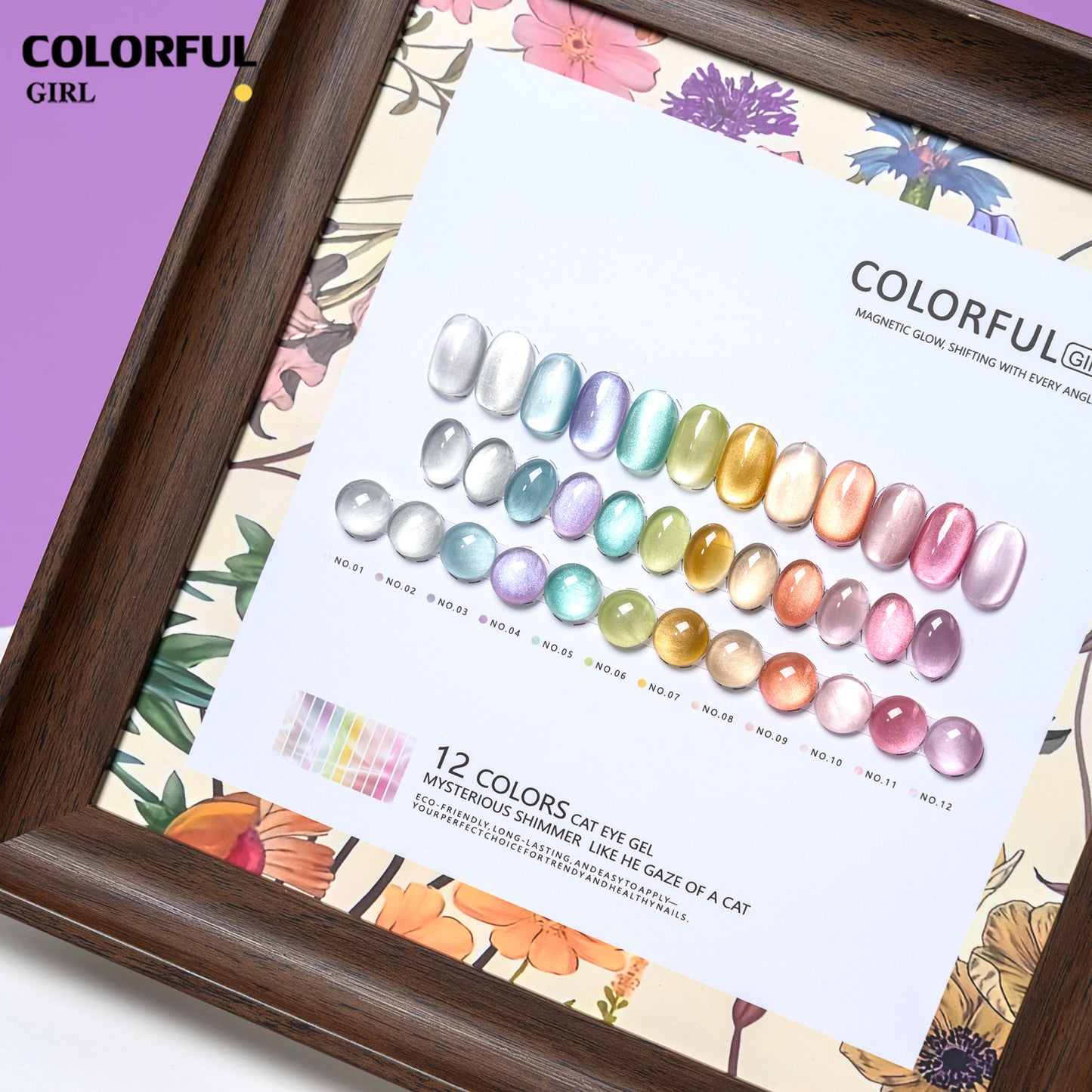 Colorful Girl 12 สี เจลแคทอายออโรร่า (Cat Eye Aurora Gel) สีเจลแคทอายเนื้อซาติน  ฟรีชาร์ทสี