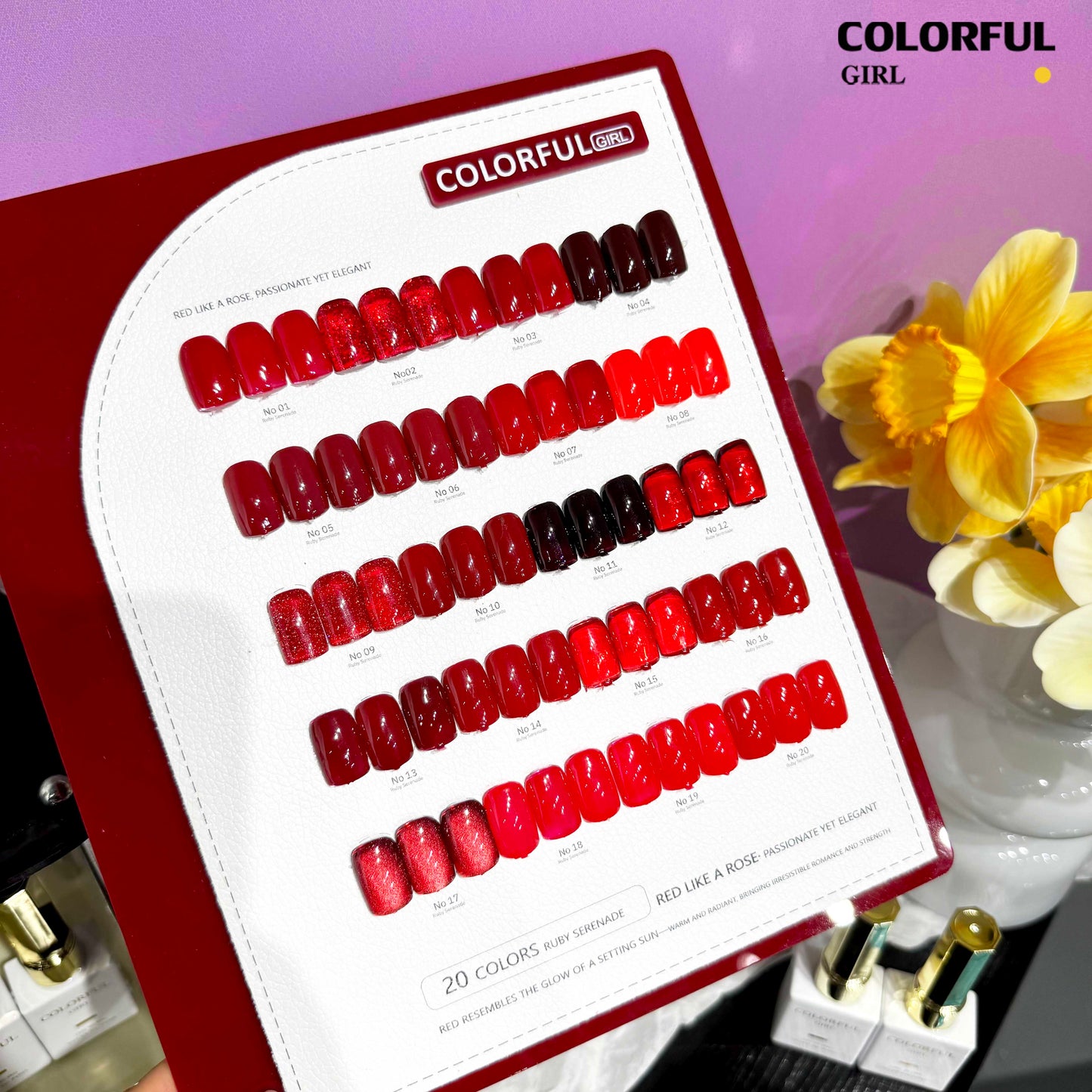 Colorful Girl 20 สี /  โทนน้ำตาลและโทนแดง / สีไซรัป สีพื้น สีลูกแก้ว สีแฟลช  ฟรีชาร์ทสี