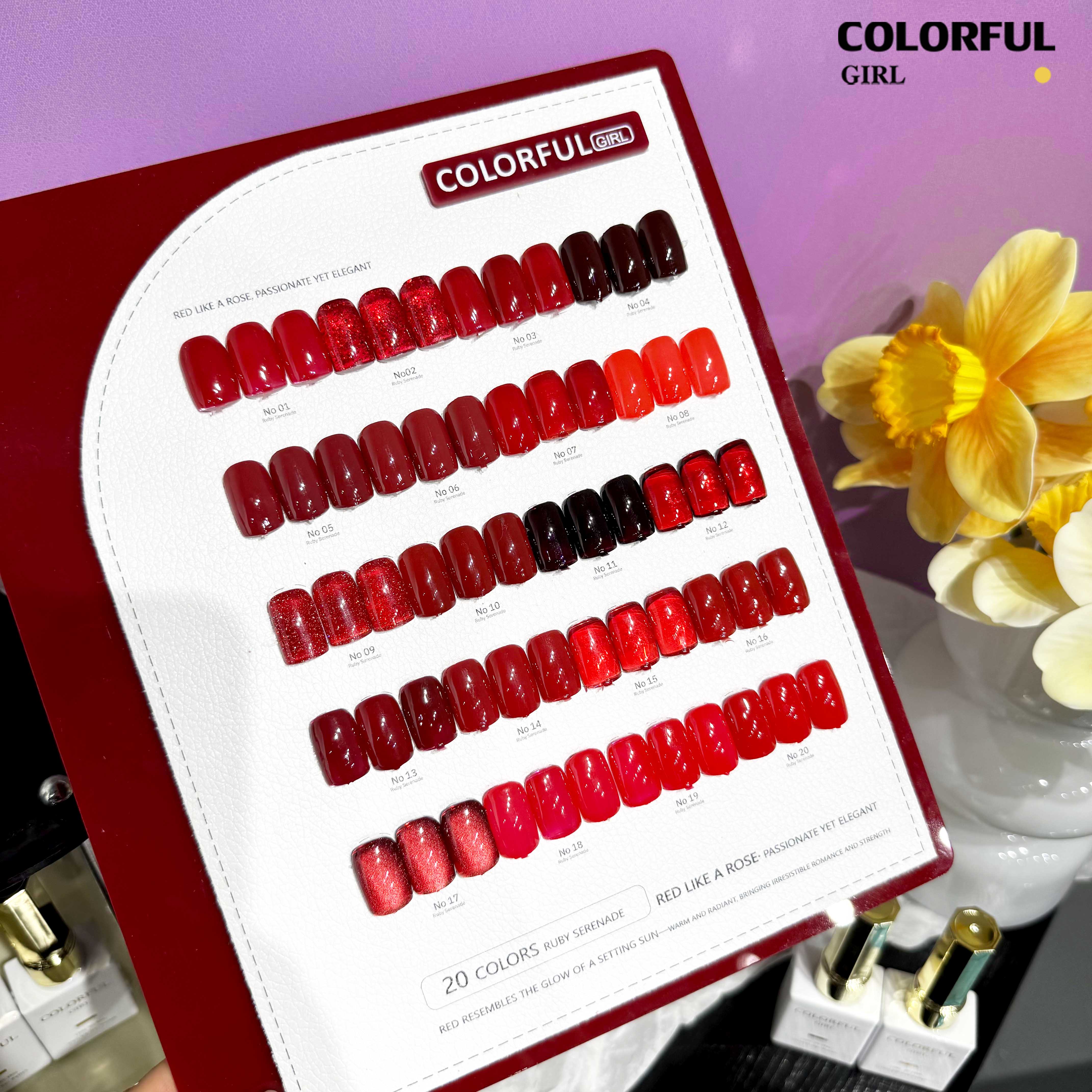 Colorful Girl 20 สี /  โทนน้ำตาลและโทนแดง / สีไซรัป สีพื้น สีลูกแก้ว สีแฟลช  ฟรีชาร์ทสี