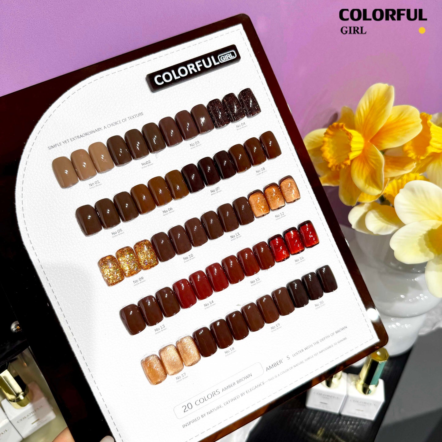 Colorful Girl 20 สี /  โทนน้ำตาลและโทนแดง / สีไซรัป สีพื้น สีลูกแก้ว สีแฟลช  ฟรีชาร์ทสี