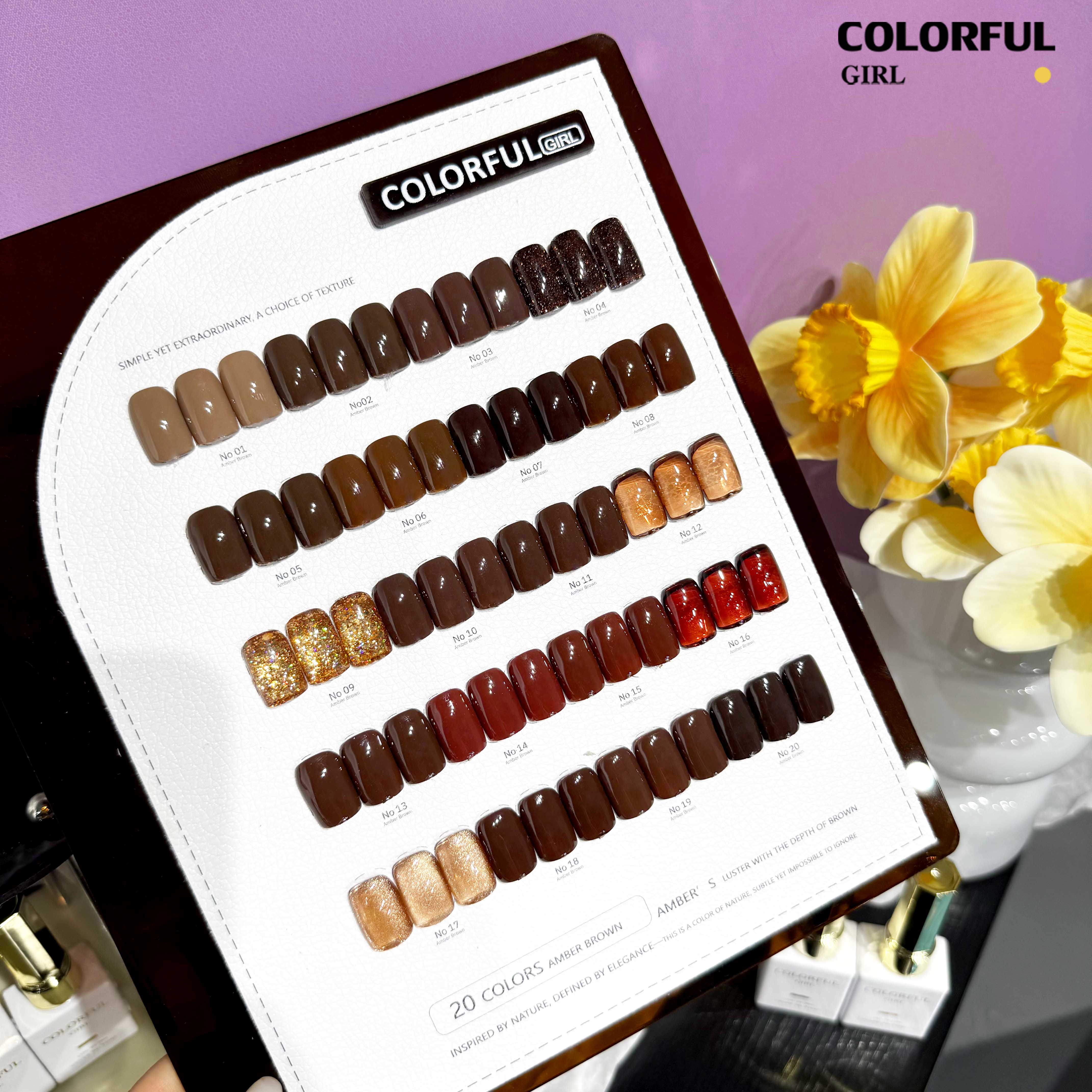 Colorful Girl 20 สี /  โทนน้ำตาลและโทนแดง / สีไซรัป สีพื้น สีลูกแก้ว สีแฟลช  ฟรีชาร์ทสี