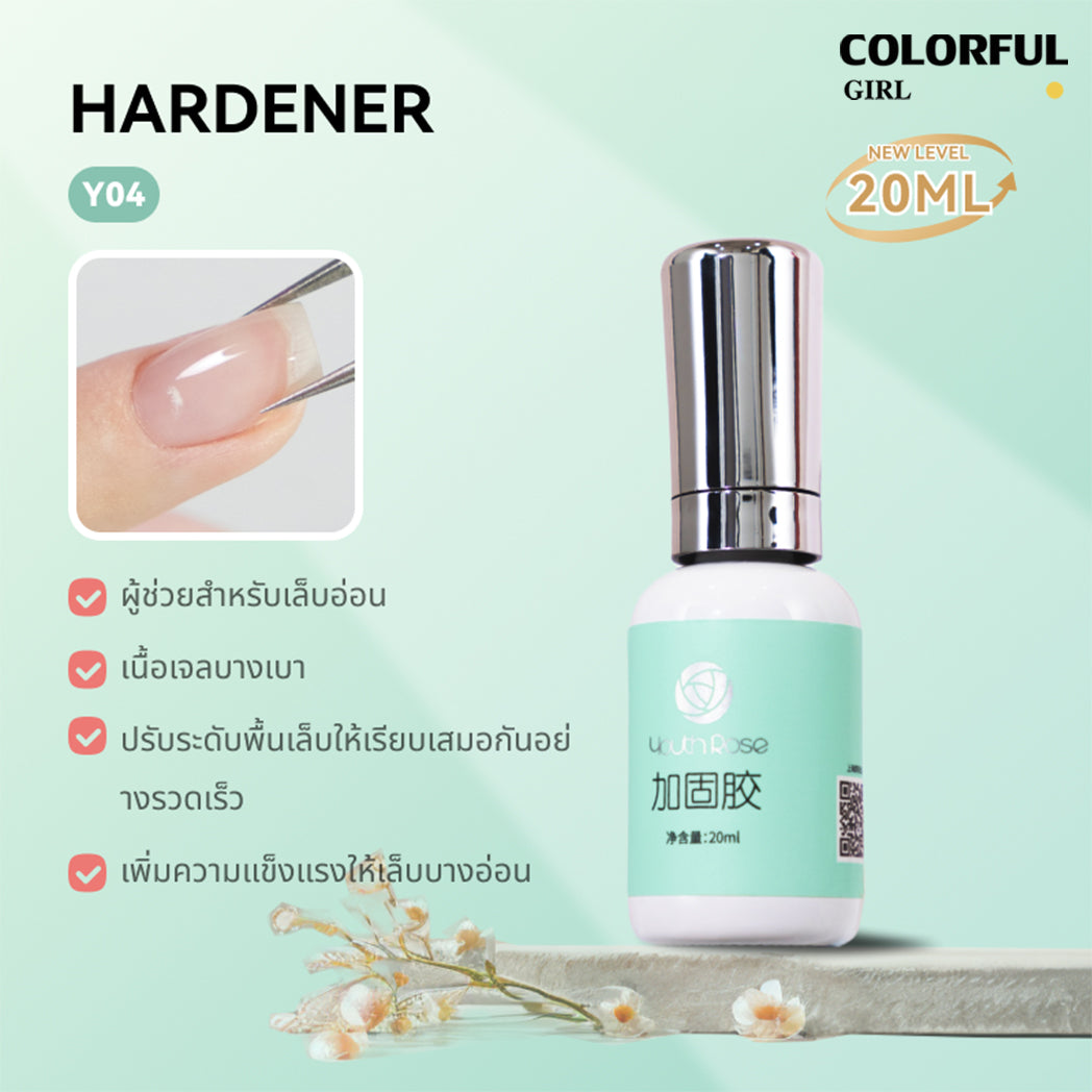 Youth Rose รุ่นใหม่ เพิ่มปริมาณ  Top Coat / Base Coat / Hard Gel /Primer/TOP MATTE เงาทนนาน 45 วัน ปริมาณ 20 ml