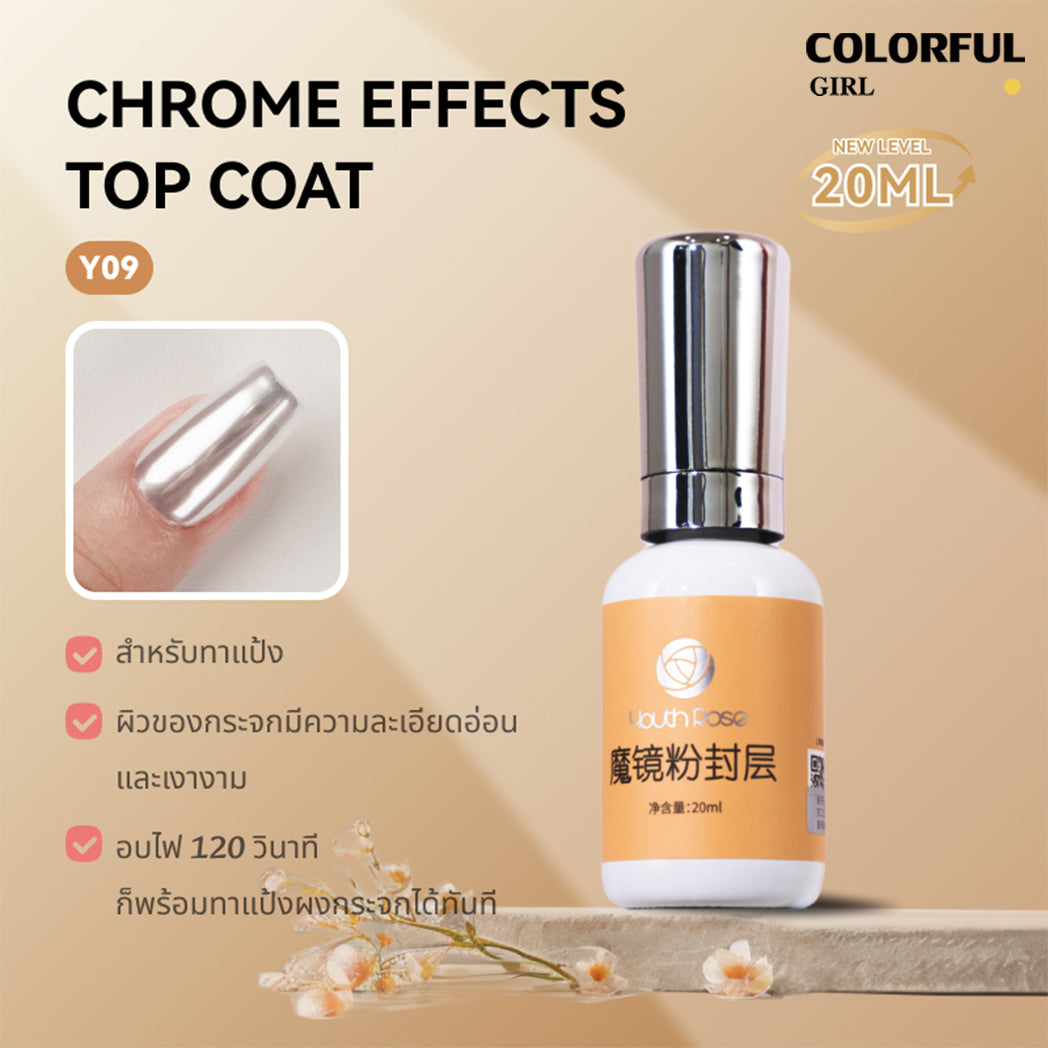 Youth Rose รุ่นใหม่ เพิ่มปริมาณ  Top Coat / Base Coat / Hard Gel /Primer/TOP MATTE เงาทนนาน 45 วัน ปริมาณ 20 ml