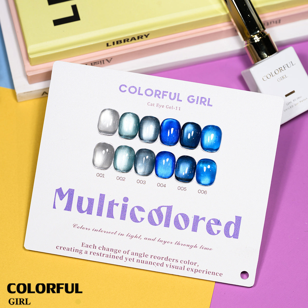 COLORFUL GIRL 6สี สีเจลแคทอายเนื้อซาติน/สีเจลแคทอาย /สีเจลไซรัป สีลูกแก้ว ฟรีชาร์ทสี