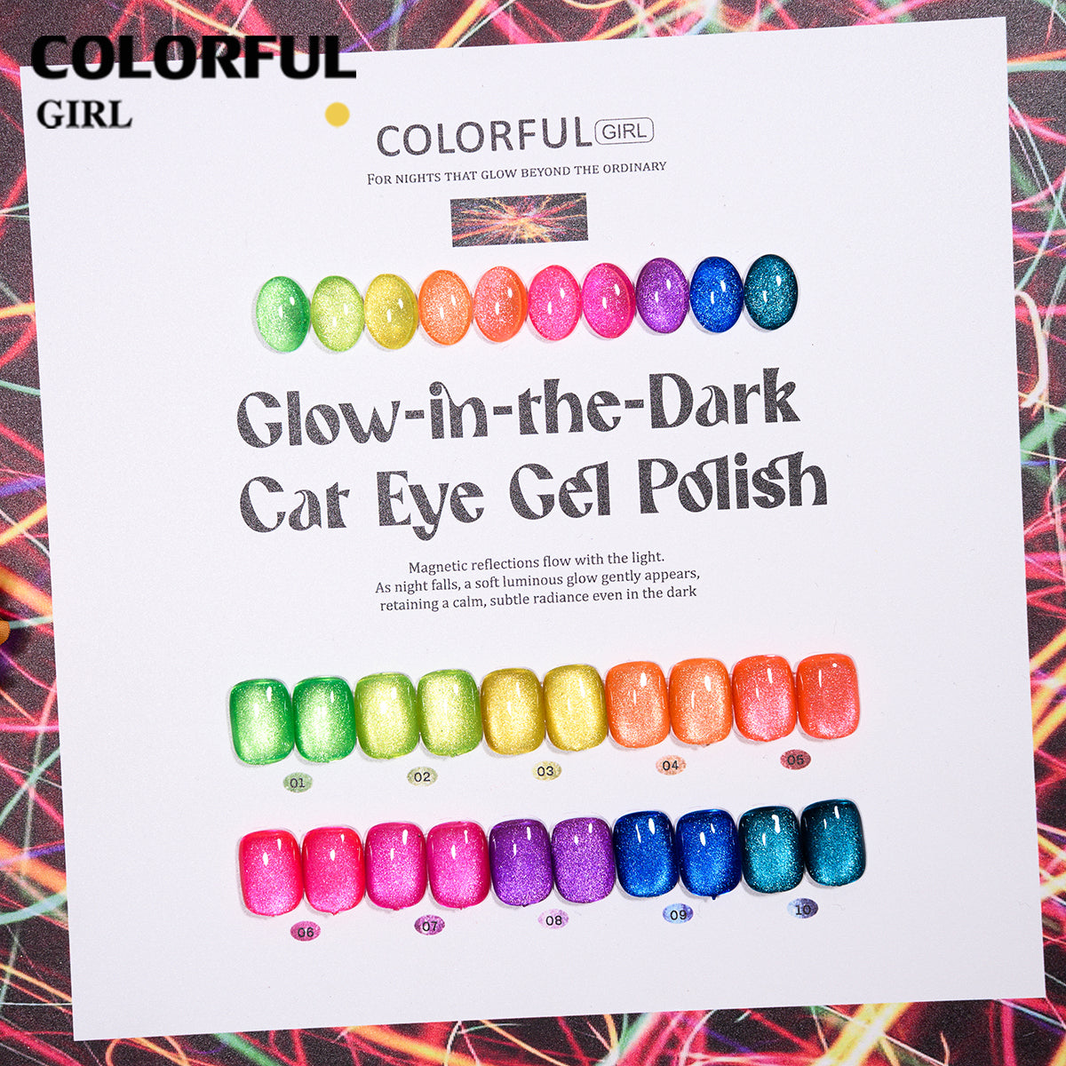 COLORFUL GIRL Top Coat เรืองแสง｜1 ขวดใช้ได้กับทุกสี｜ ขนาด 12 มล. / ลูกแก้ว