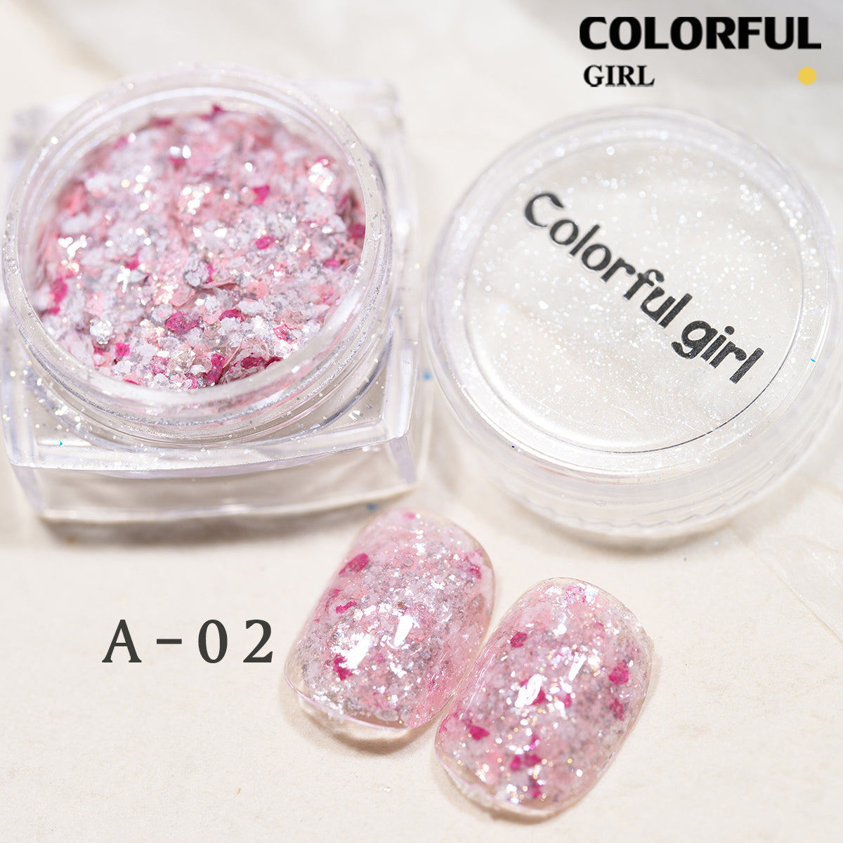 COLORFUL GIRL มีให้เลือก 40 สี ผงกลิตเตอร์ล็บสูตรพิเศษ  กลิตเตอร์ใหญ่-เล็ก ผสมเปลือกหอย ผงโอปอล ออโรร่า