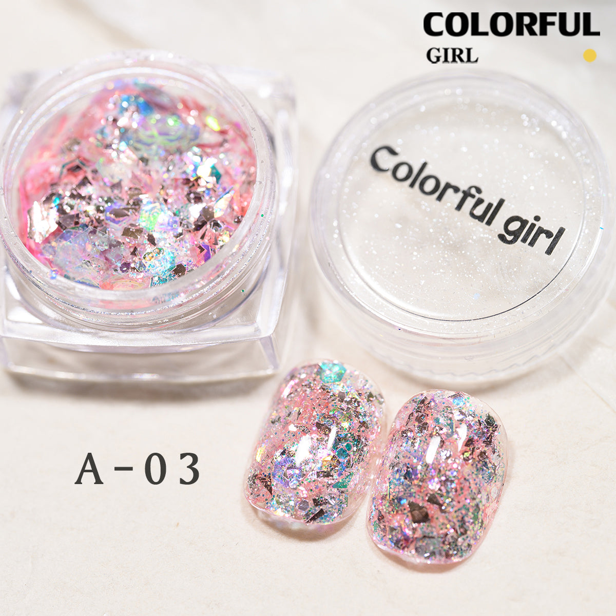 COLORFUL GIRL มีให้เลือก 40 สี ผงกลิตเตอร์ล็บสูตรพิเศษ  กลิตเตอร์ใหญ่-เล็ก ผสมเปลือกหอย ผงโอปอล ออโรร่า