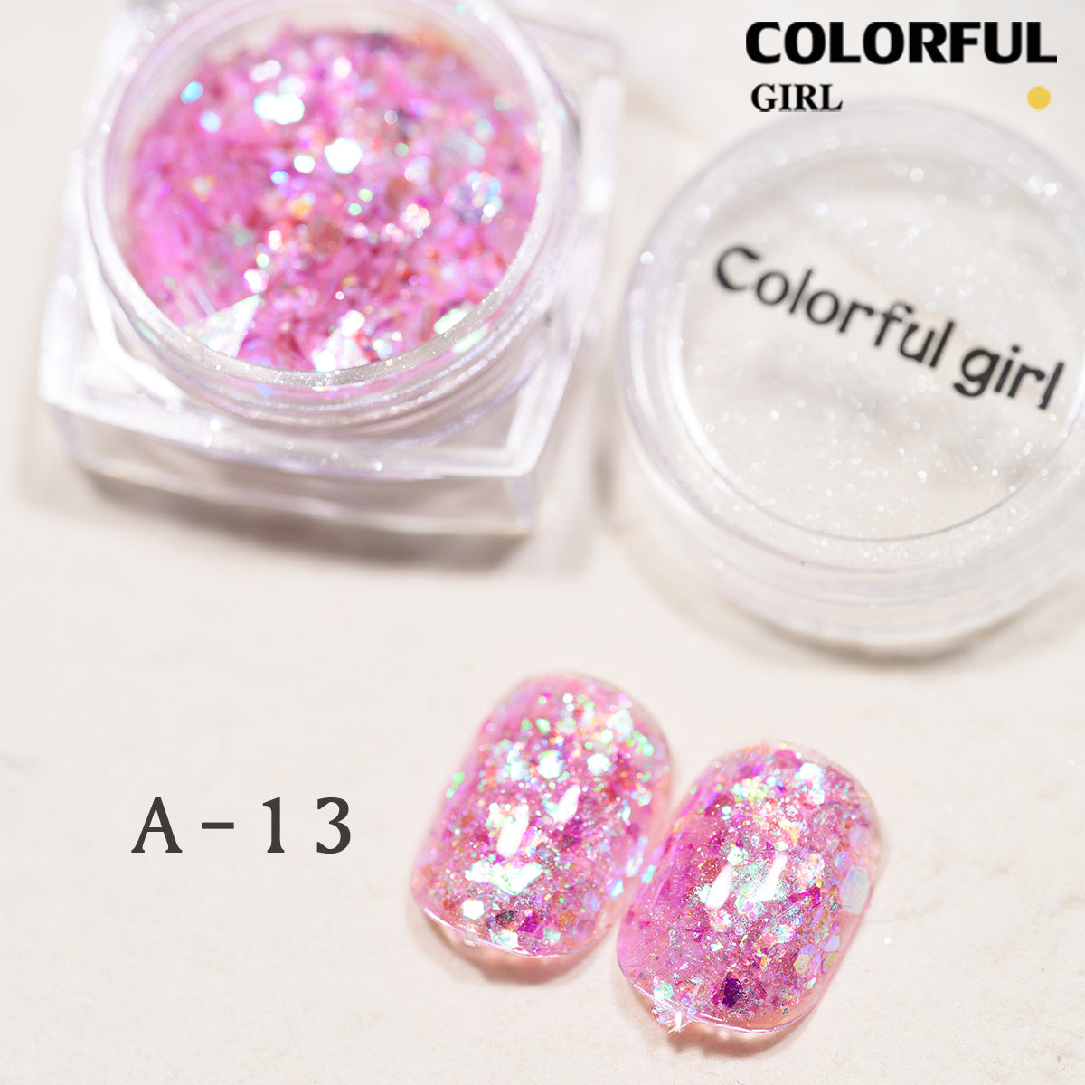 COLORFUL GIRL มีให้เลือก 40 สี ผงกลิตเตอร์ล็บสูตรพิเศษ  กลิตเตอร์ใหญ่-เล็ก ผสมเปลือกหอย ผงโอปอล ออโรร่า
