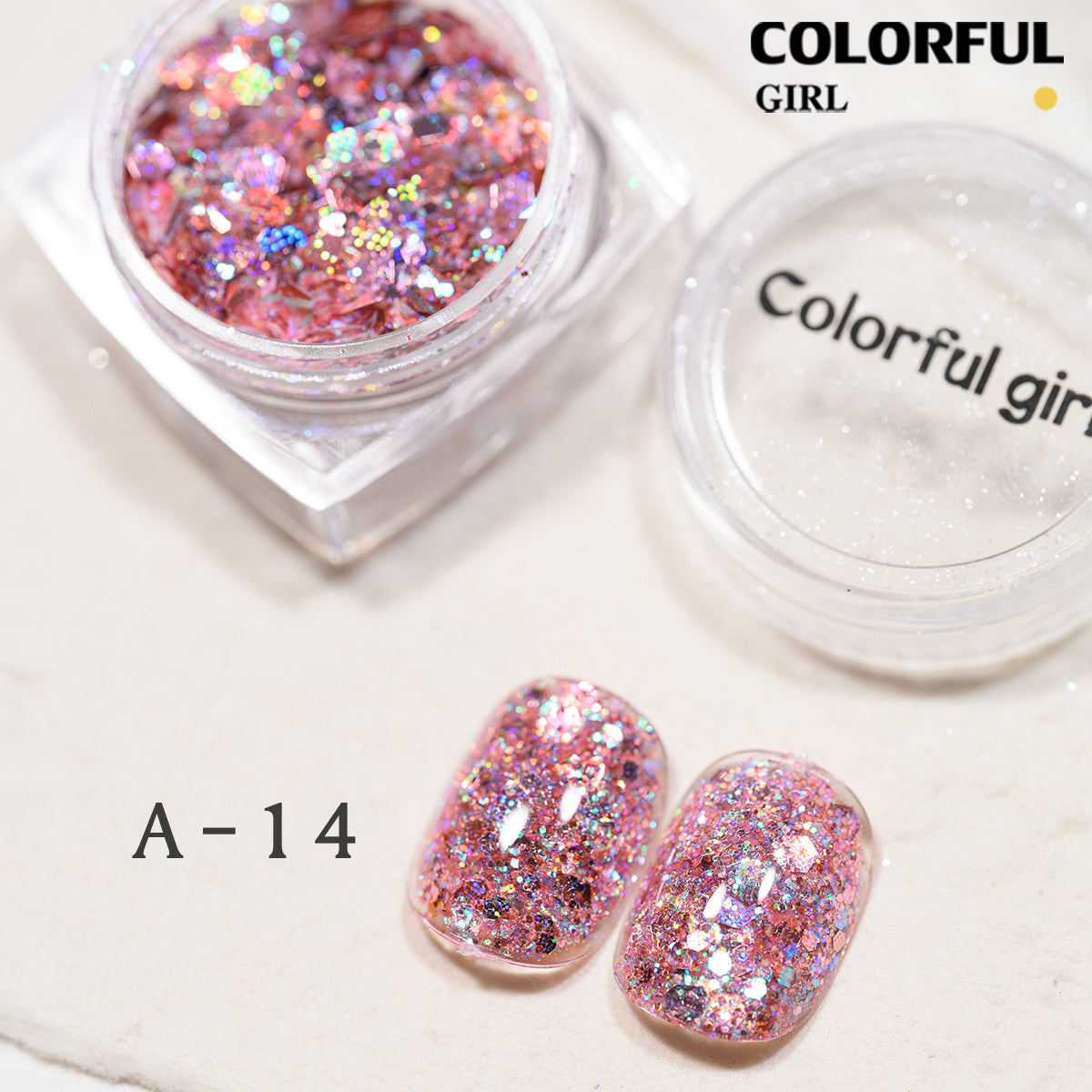 COLORFUL GIRL มีให้เลือก 40 สี ผงกลิตเตอร์ล็บสูตรพิเศษ  กลิตเตอร์ใหญ่-เล็ก ผสมเปลือกหอย ผงโอปอล ออโรร่า