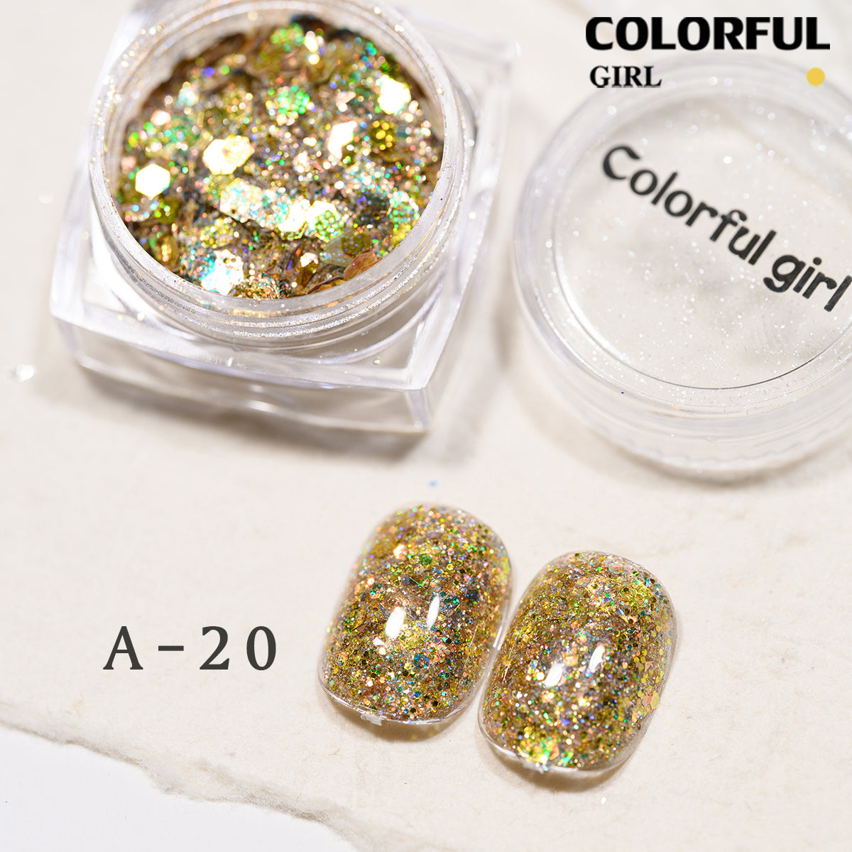 COLORFUL GIRL มีให้เลือก 40 สี ผงกลิตเตอร์ล็บสูตรพิเศษ  กลิตเตอร์ใหญ่-เล็ก ผสมเปลือกหอย ผงโอปอล ออโรร่า