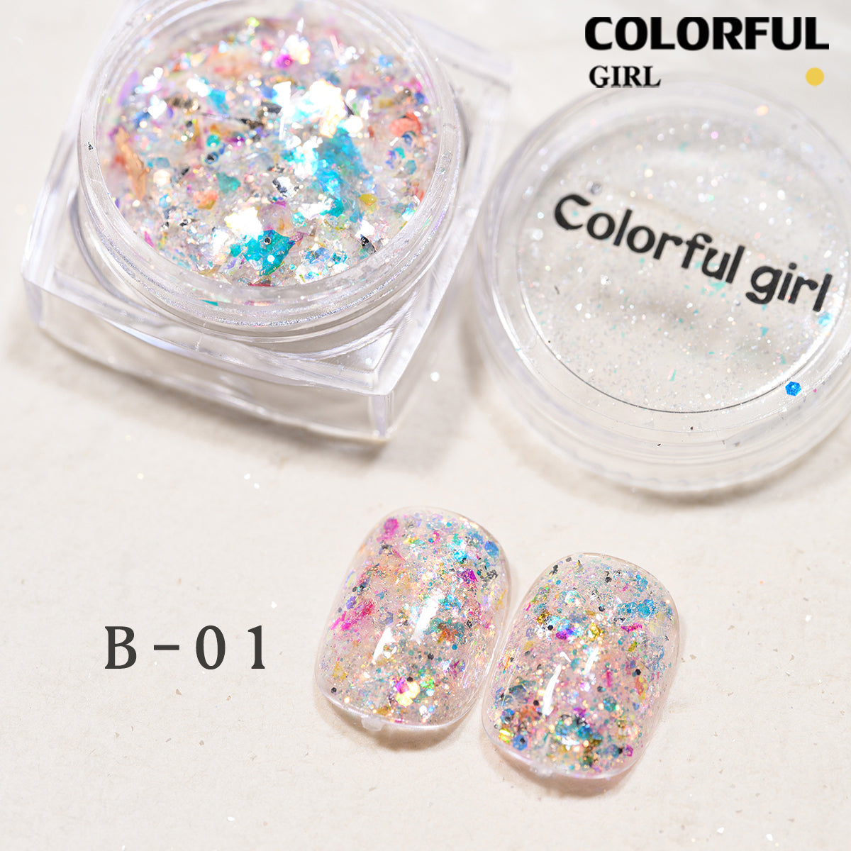 COLORFUL GIRL มีให้เลือก 40 สี ผงกลิตเตอร์ล็บสูตรพิเศษ  กลิตเตอร์ใหญ่-เล็ก ผสมเปลือกหอย ผงโอปอล ออโรร่า
