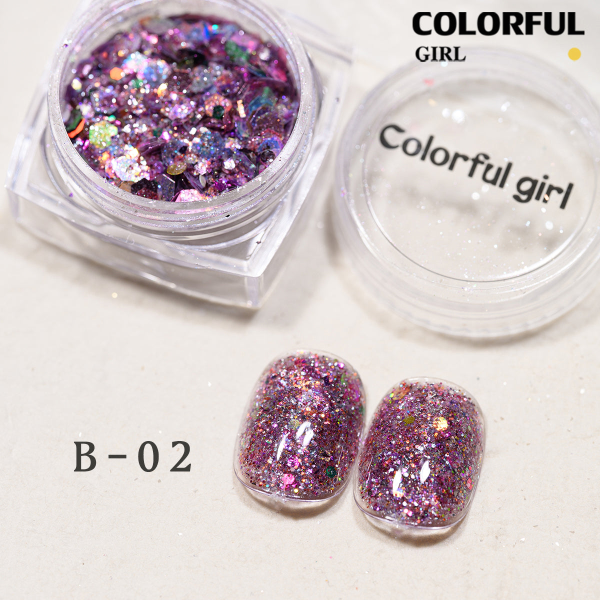 COLORFUL GIRL มีให้เลือก 40 สี ผงกลิตเตอร์ล็บสูตรพิเศษ  กลิตเตอร์ใหญ่-เล็ก ผสมเปลือกหอย ผงโอปอล ออโรร่า