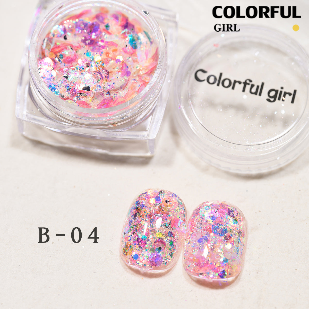 COLORFUL GIRL มีให้เลือก 40 สี ผงกลิตเตอร์ล็บสูตรพิเศษ  กลิตเตอร์ใหญ่-เล็ก ผสมเปลือกหอย ผงโอปอล ออโรร่า