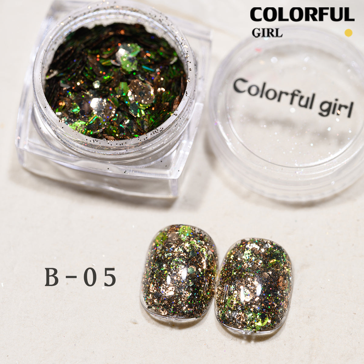 COLORFUL GIRL มีให้เลือก 40 สี ผงกลิตเตอร์ล็บสูตรพิเศษ  กลิตเตอร์ใหญ่-เล็ก ผสมเปลือกหอย ผงโอปอล ออโรร่า