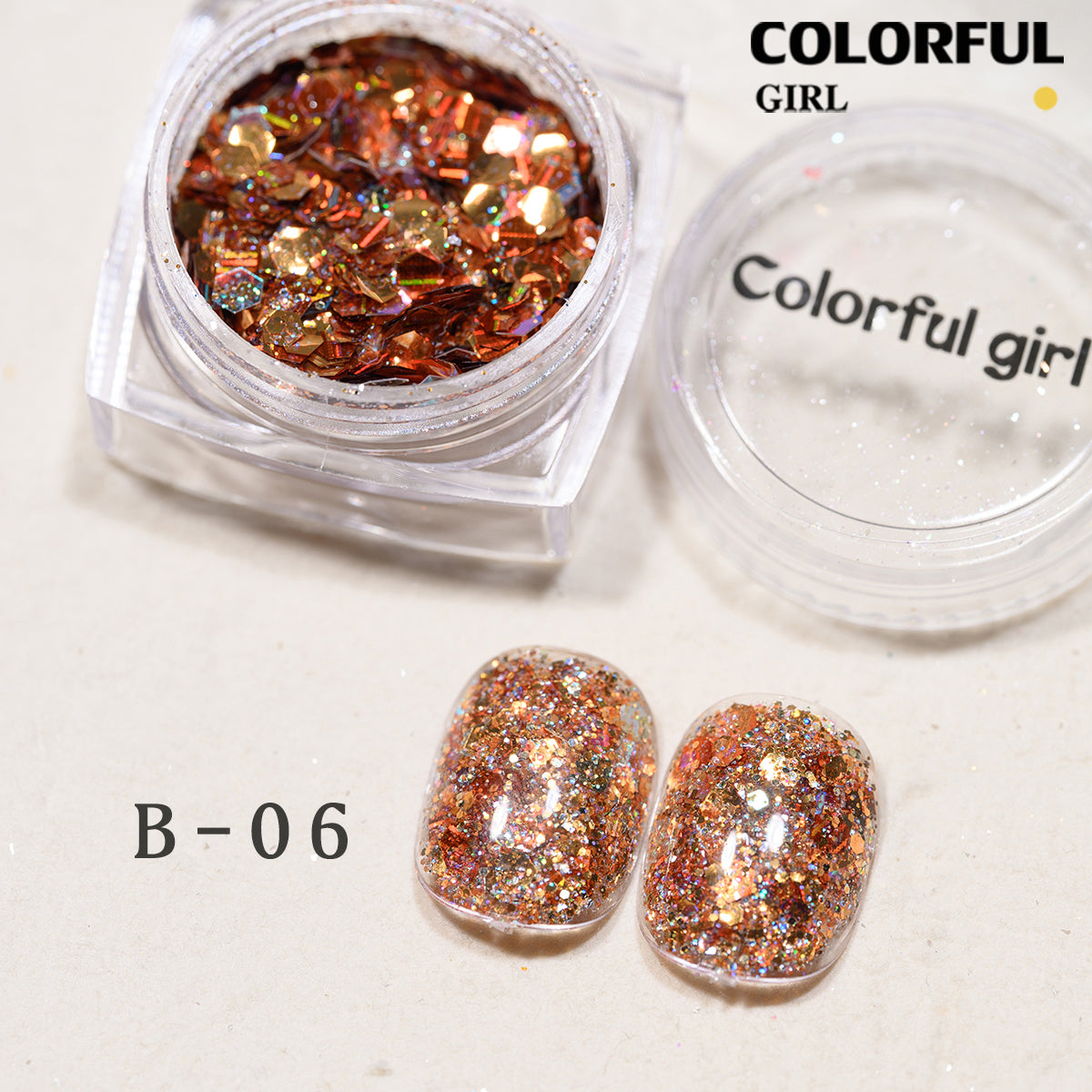 COLORFUL GIRL มีให้เลือก 40 สี ผงกลิตเตอร์ล็บสูตรพิเศษ  กลิตเตอร์ใหญ่-เล็ก ผสมเปลือกหอย ผงโอปอล ออโรร่า