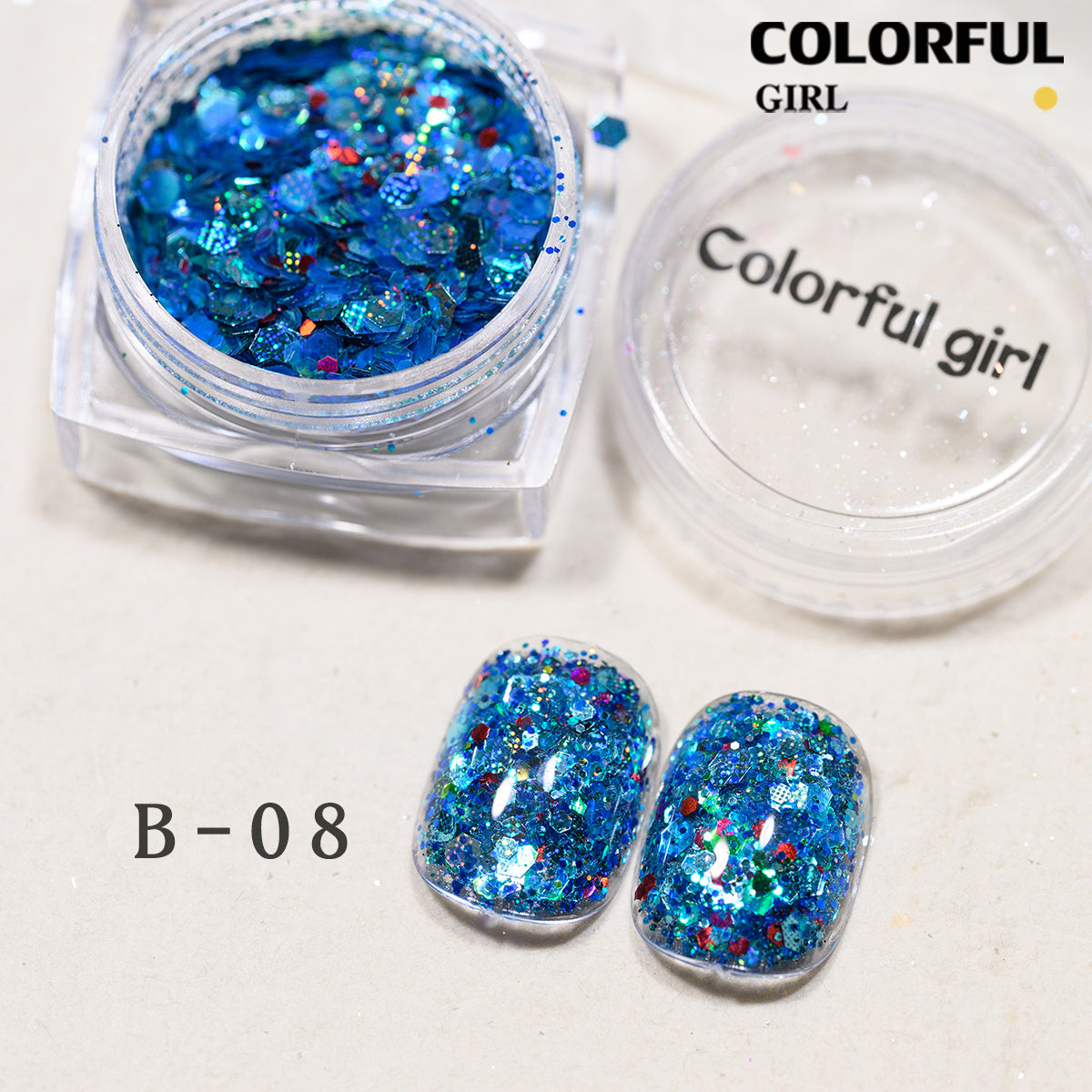 COLORFUL GIRL มีให้เลือก 40 สี ผงกลิตเตอร์ล็บสูตรพิเศษ  กลิตเตอร์ใหญ่-เล็ก ผสมเปลือกหอย ผงโอปอล ออโรร่า
