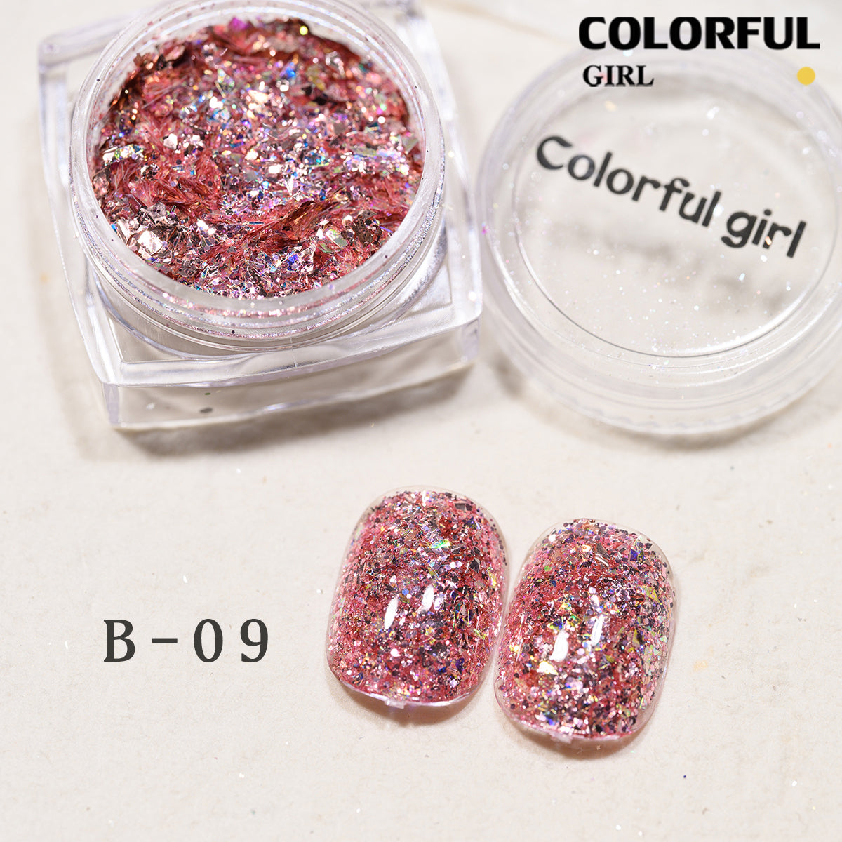 COLORFUL GIRL มีให้เลือก 40 สี ผงกลิตเตอร์ล็บสูตรพิเศษ  กลิตเตอร์ใหญ่-เล็ก ผสมเปลือกหอย ผงโอปอล ออโรร่า