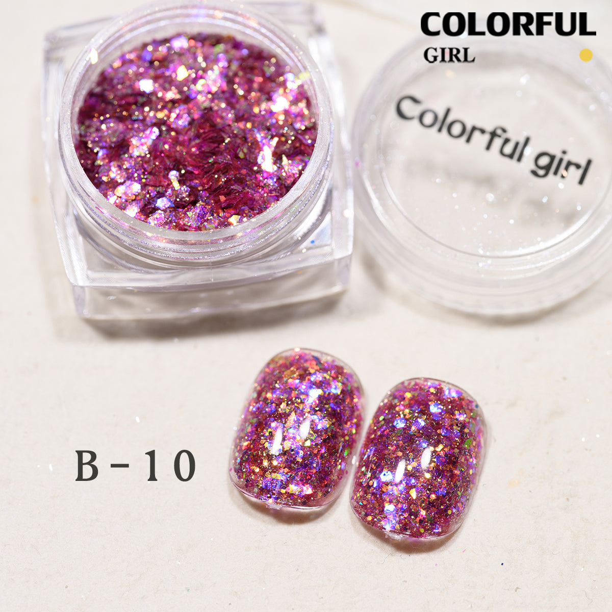 COLORFUL GIRL มีให้เลือก 40 สี ผงกลิตเตอร์ล็บสูตรพิเศษ  กลิตเตอร์ใหญ่-เล็ก ผสมเปลือกหอย ผงโอปอล ออโรร่า