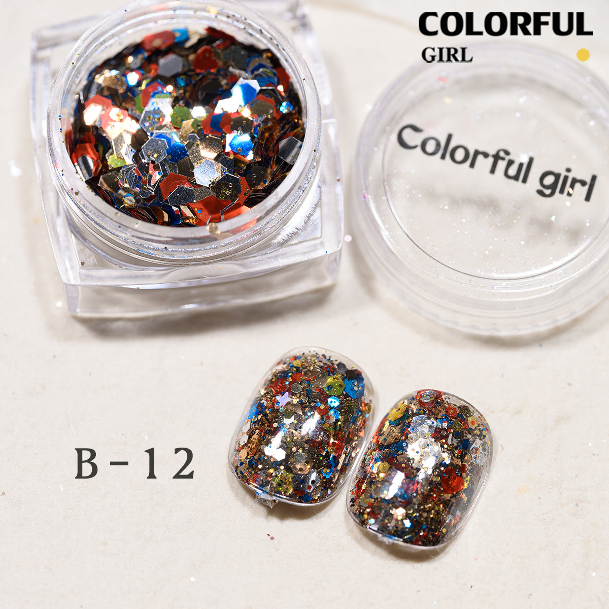 COLORFUL GIRL มีให้เลือก 40 สี ผงกลิตเตอร์ล็บสูตรพิเศษ  กลิตเตอร์ใหญ่-เล็ก ผสมเปลือกหอย ผงโอปอล ออโรร่า