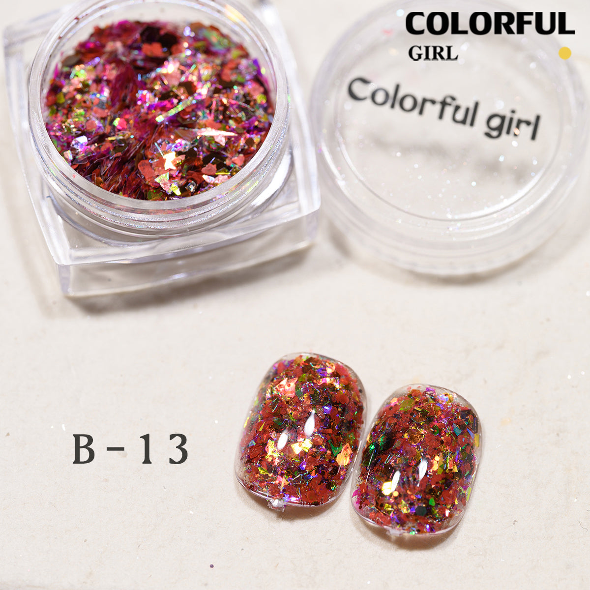 COLORFUL GIRL มีให้เลือก 40 สี ผงกลิตเตอร์ล็บสูตรพิเศษ  กลิตเตอร์ใหญ่-เล็ก ผสมเปลือกหอย ผงโอปอล ออโรร่า