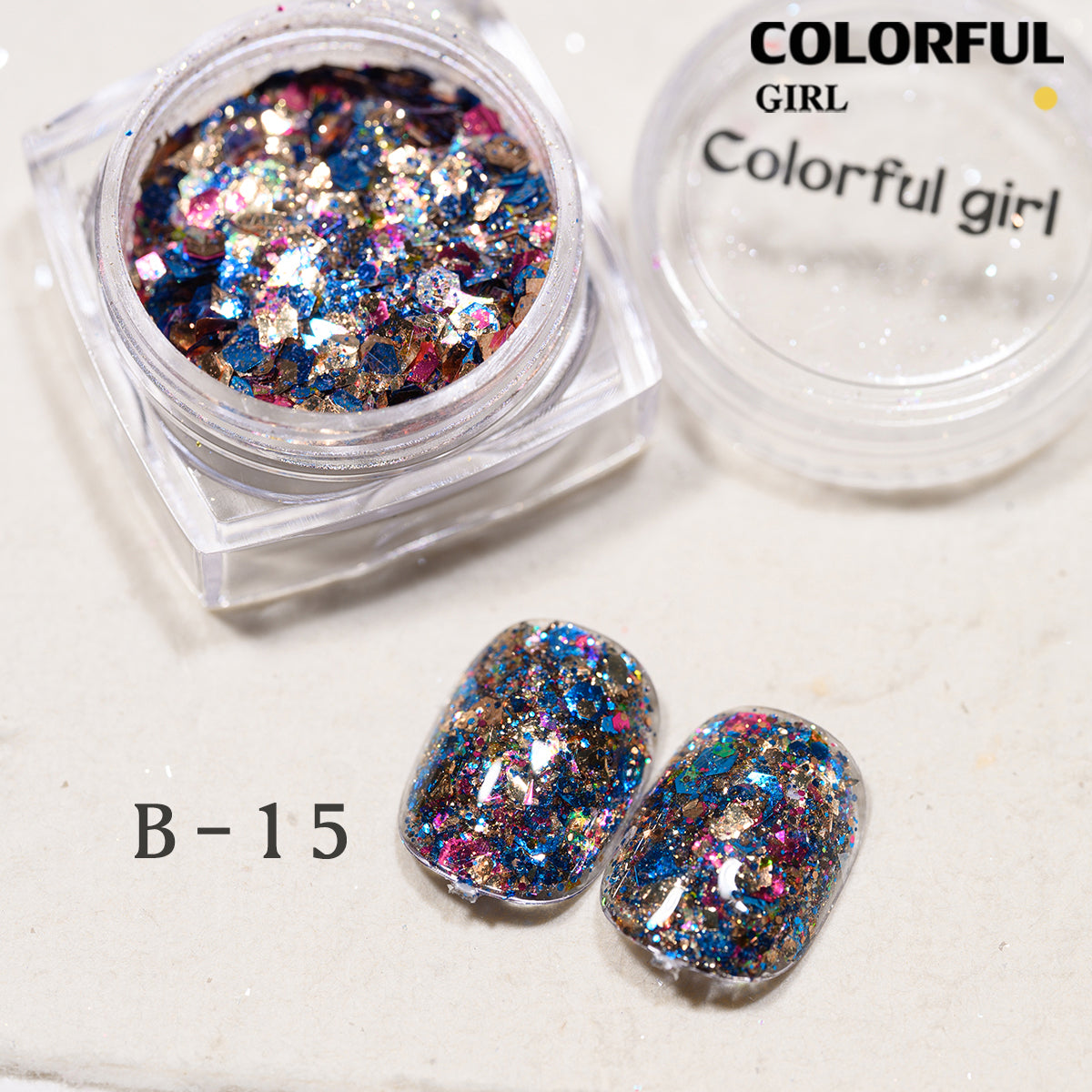 COLORFUL GIRL มีให้เลือก 40 สี ผงกลิตเตอร์ล็บสูตรพิเศษ  กลิตเตอร์ใหญ่-เล็ก ผสมเปลือกหอย ผงโอปอล ออโรร่า