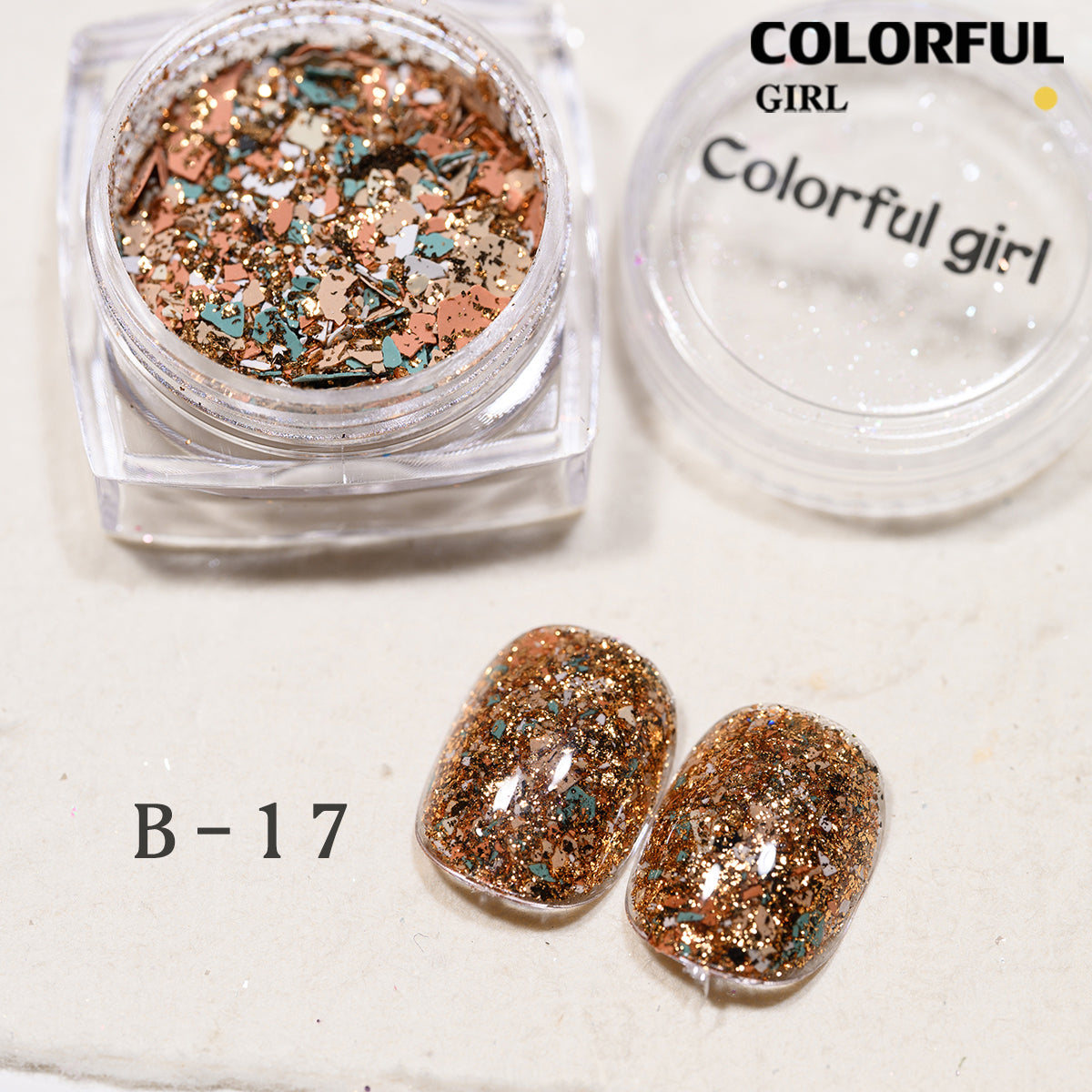 COLORFUL GIRL มีให้เลือก 40 สี ผงกลิตเตอร์ล็บสูตรพิเศษ  กลิตเตอร์ใหญ่-เล็ก ผสมเปลือกหอย ผงโอปอล ออโรร่า