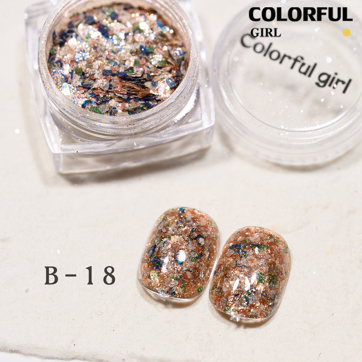 COLORFUL GIRL มีให้เลือก 40 สี ผงกลิตเตอร์ล็บสูตรพิเศษ  กลิตเตอร์ใหญ่-เล็ก ผสมเปลือกหอย ผงโอปอล ออโรร่า