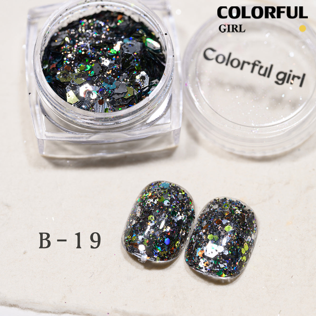 COLORFUL GIRL มีให้เลือก 40 สี ผงกลิตเตอร์ล็บสูตรพิเศษ  กลิตเตอร์ใหญ่-เล็ก ผสมเปลือกหอย ผงโอปอล ออโรร่า