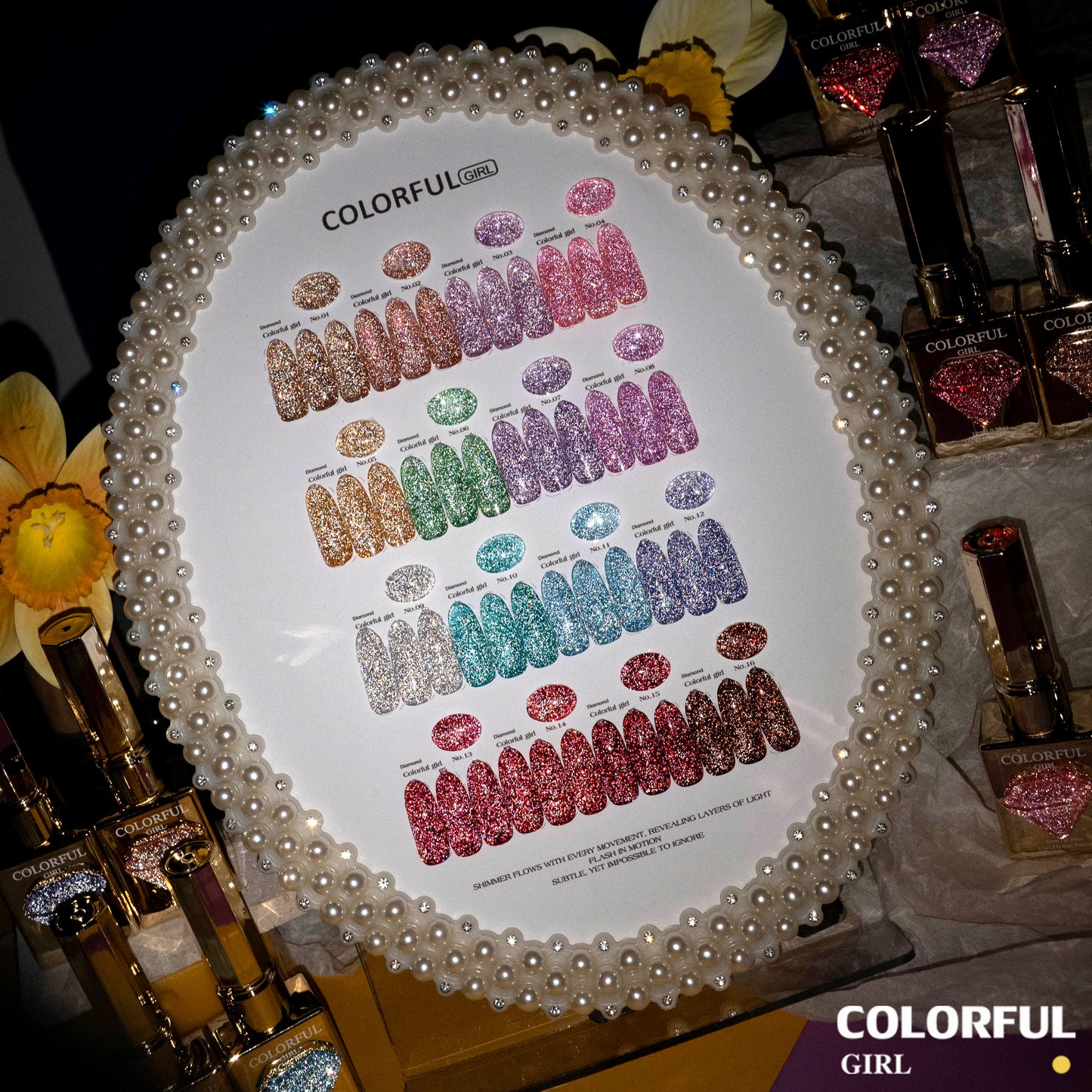 COLORFUL GIRL สีเจลแฟลช Diamond Flash Gel A-16 สี ✨ ฟีลดาวประกายเพชร｜วิ้งวาวแบบเพชรสุดหรู｜blingbling สูงสุด 💎 (ตกแต่งเพชรบนตัวขวด｜พร้อมใช้งาน ทามาให้แล้ว)