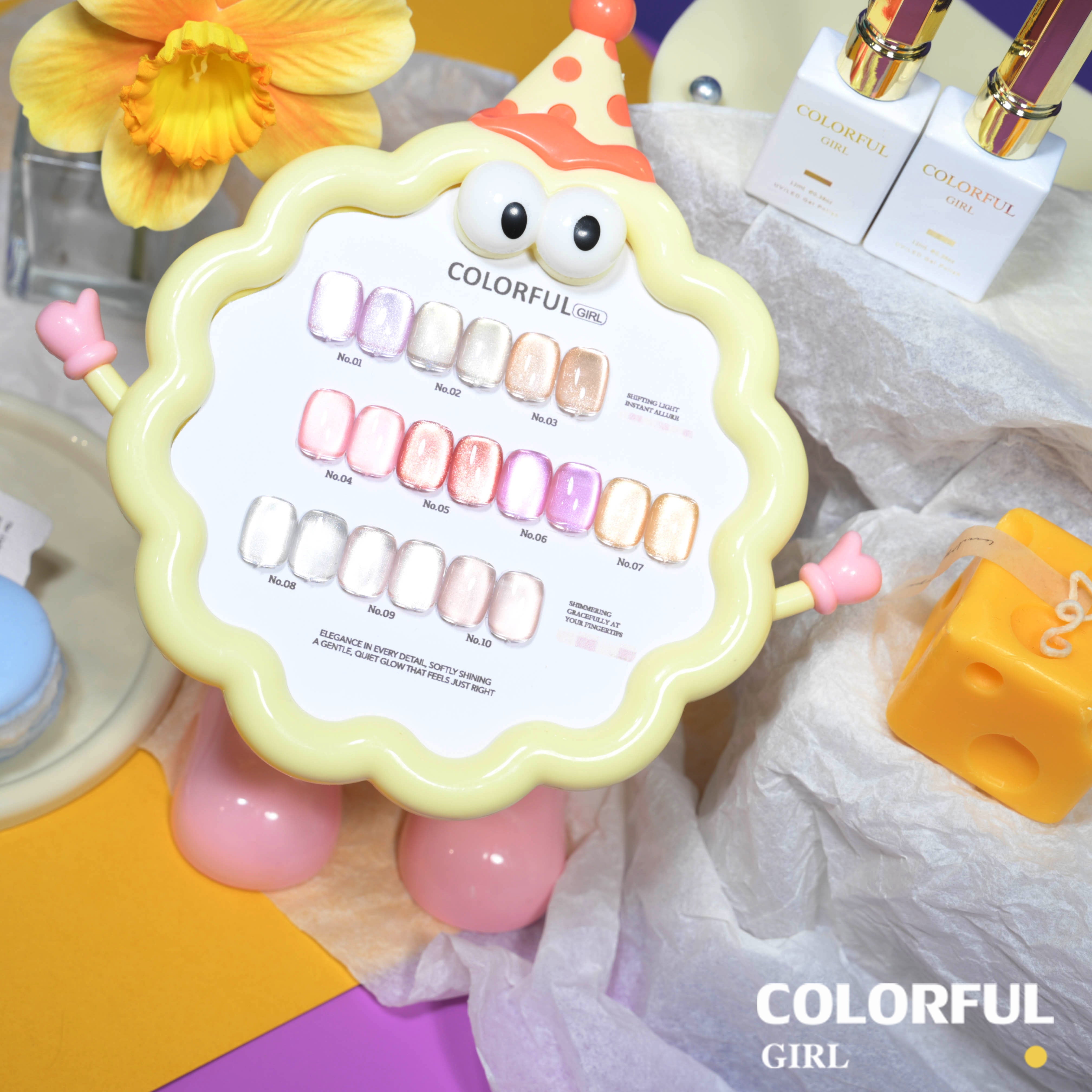COLORFUL GIRL สีเจลแคทอาย 10 สี ✨ ฟีลซอฟต์มินนี่ลูกกวาดสุดน่ารัก｜เจลลูกแก้วฉ่ำ ๆ แบบเยลลี่｜โทนสีสาวน่ารักสดใส 💛 (ทามาให้แล้ว พร้อมใช้งาน)