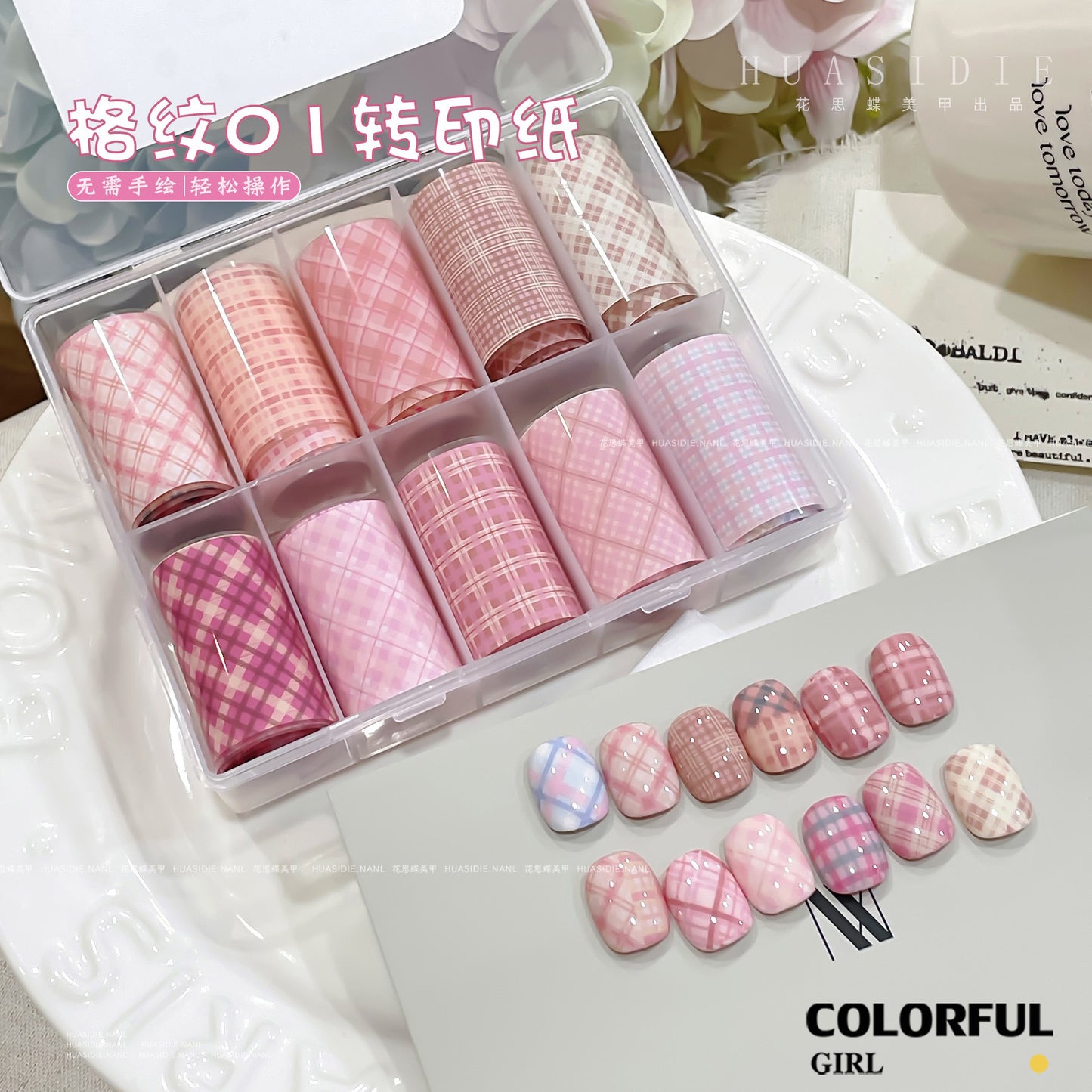 10 ม้วนฟอยล์โอนเล็บ ลายการ์ตูนน่ารัก หรูหรา DIY สติ๊กเกอร์ติดเล็บ สําหรับเจลและยาทาเล็บ อุปกรณ์ทําเล็บ {ไทย} ฟอยล์ลอกลาย ลอกง่าย ใช้คู่กับกาวลอกฟอยล์น้า