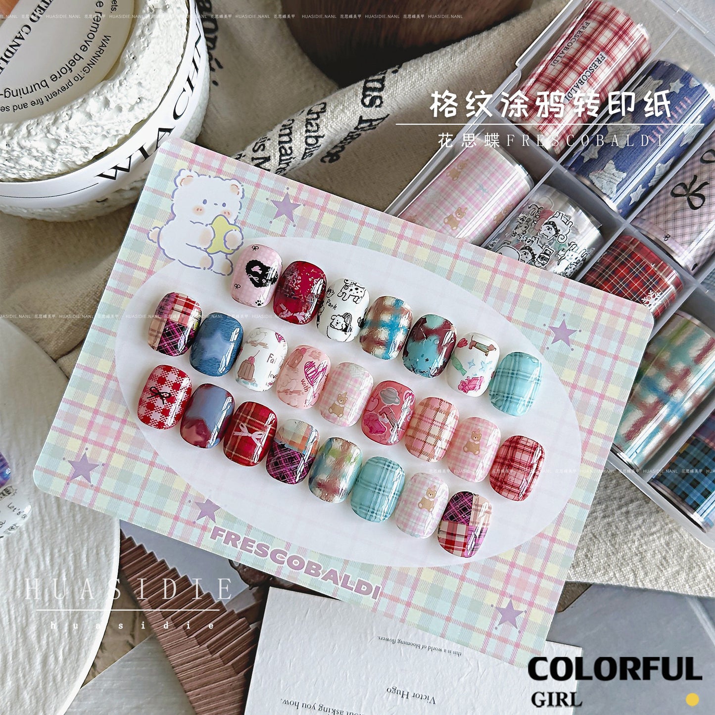 10 ม้วนฟอยล์โอนเล็บ ลายการ์ตูนน่ารัก หรูหรา DIY สติ๊กเกอร์ติดเล็บ สําหรับเจลและยาทาเล็บ อุปกรณ์ทําเล็บ {ไทย} ฟอยล์ลอกลาย ลอกง่าย ใช้คู่กับกาวลอกฟอยล์น้า