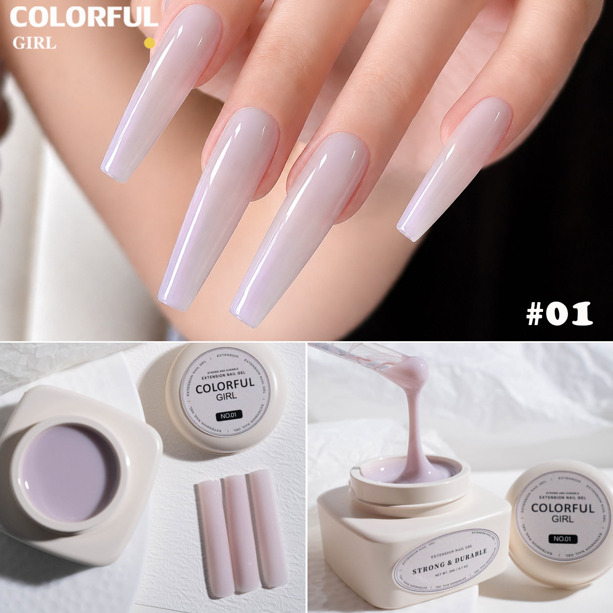 COLORFUL GIRL 5in1 Builder Gel เจลต่อเล็บ｜Natural Nude Builder Gel เจลต่อเล็บลุคธรรมชาติ｜ต่อเล็บ / เสริมหน้าเล็บ / ซ่อมเล็บ / ปรับทรง / สร้างโครงเล็บ ใช้งานได้หลากหลาย 20ml