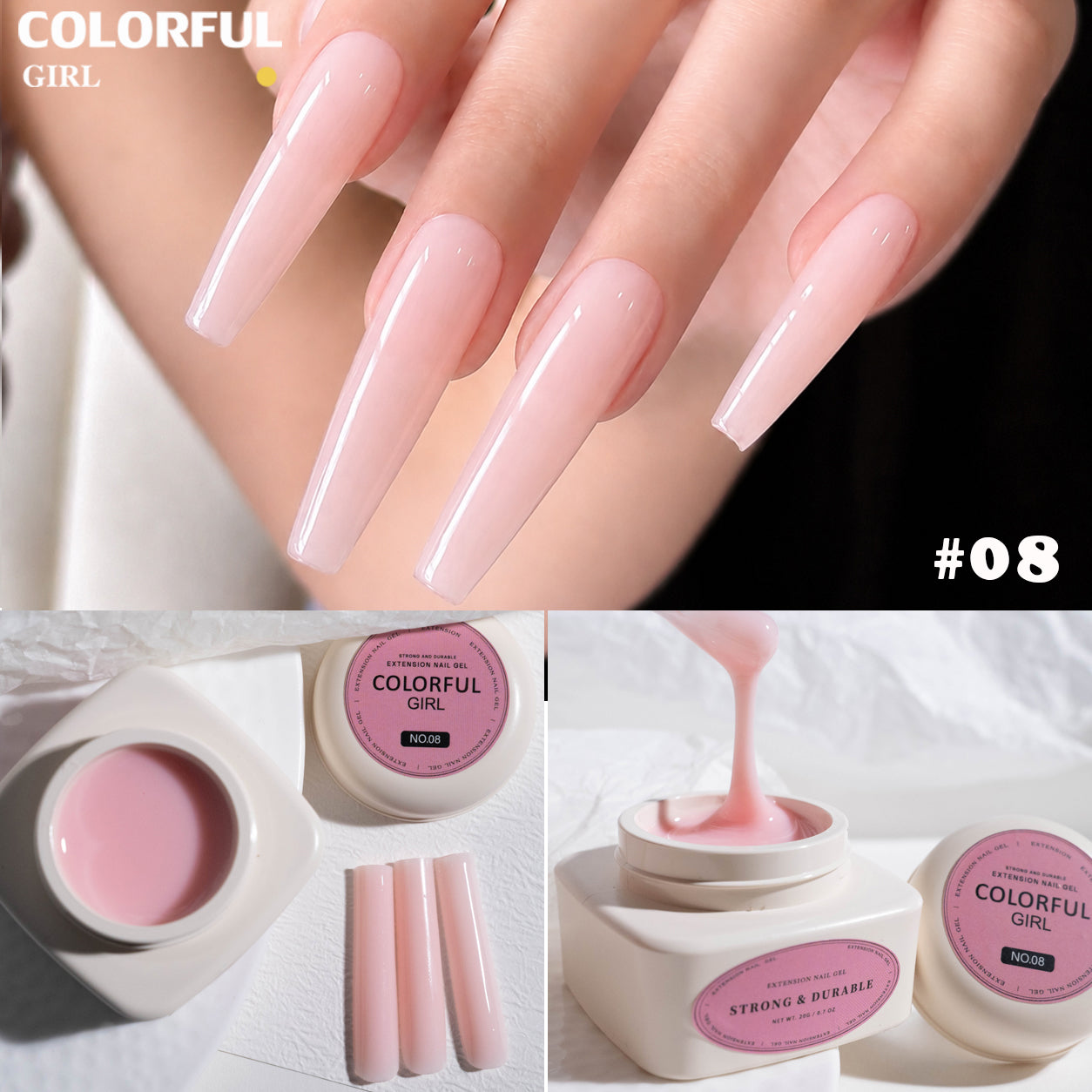 COLORFUL GIRL 5in1 Builder Gel เจลต่อเล็บ｜Natural Nude Builder Gel เจลต่อเล็บลุคธรรมชาติ｜ต่อเล็บ / เสริมหน้าเล็บ / ซ่อมเล็บ / ปรับทรง / สร้างโครงเล็บ ใช้งานได้หลากหลาย 20ml