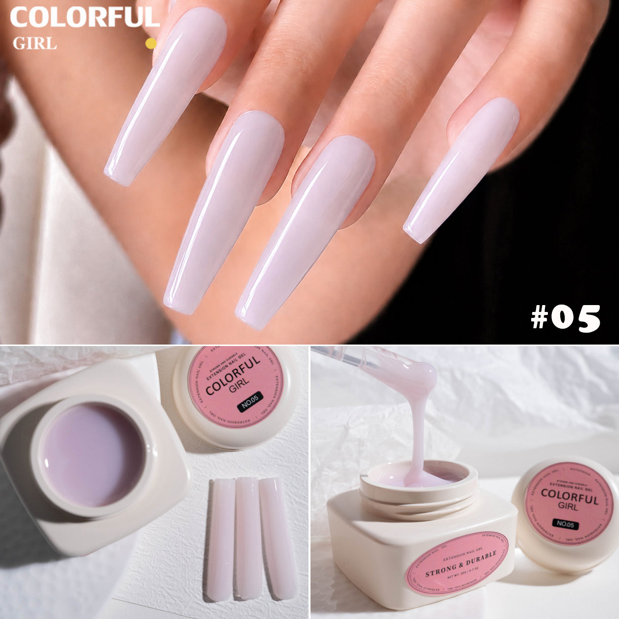 COLORFUL GIRL 5in1 Builder Gel เจลต่อเล็บ｜Natural Nude Builder Gel เจลต่อเล็บลุคธรรมชาติ｜ต่อเล็บ / เสริมหน้าเล็บ / ซ่อมเล็บ / ปรับทรง / สร้างโครงเล็บ ใช้งานได้หลากหลาย 20ml